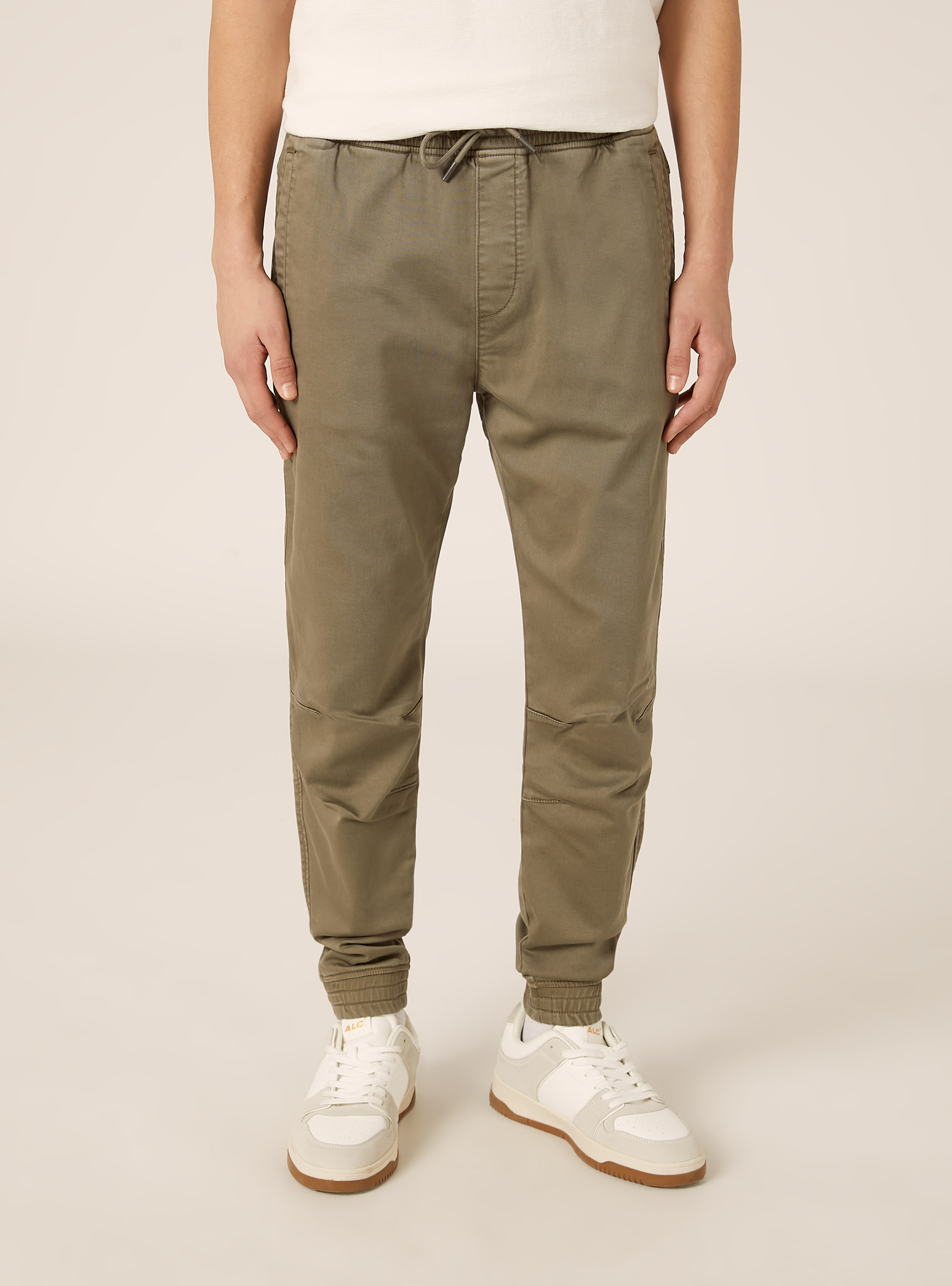 Cotton jogger trousers, KY1 KAKY DARK