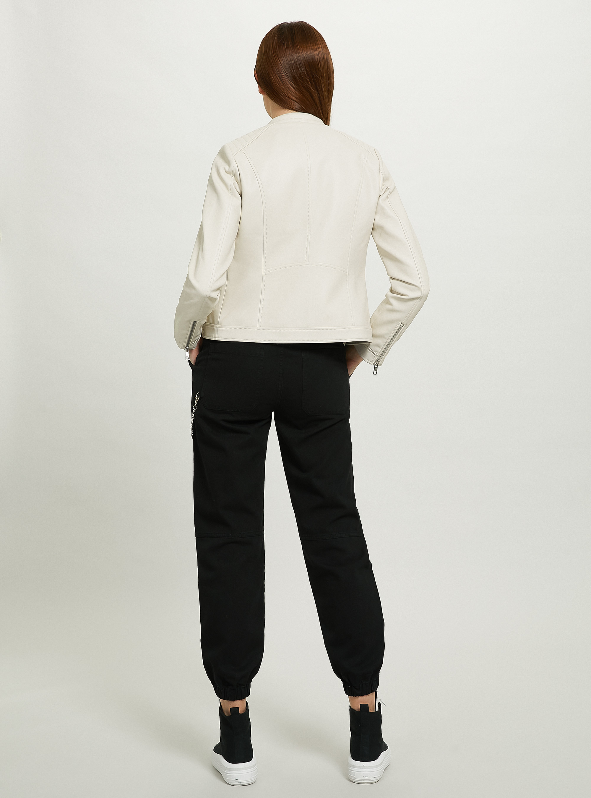 Bikerjacke mit Ledereffekt, WH1 OFF WHITE