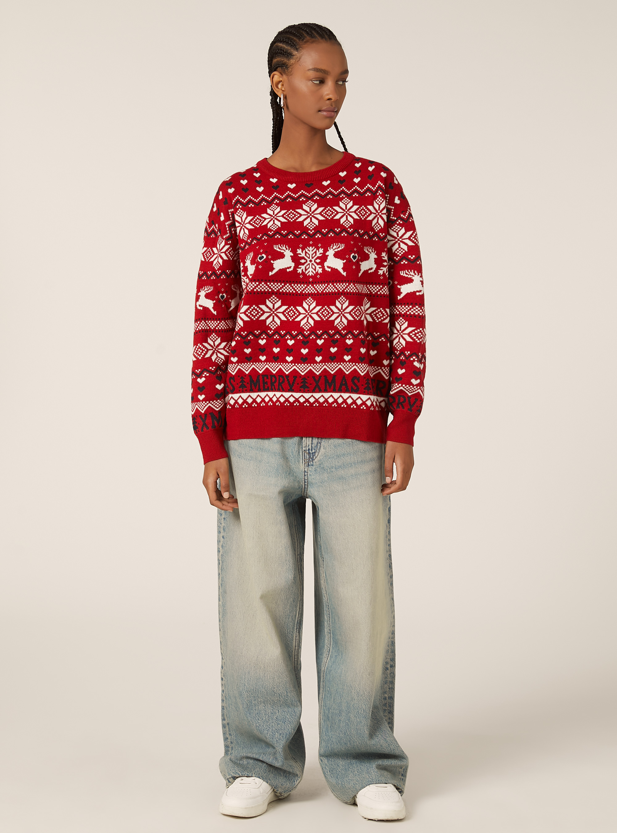 Pullover  "renne e merry xmas", RD2 RED MEDIUM