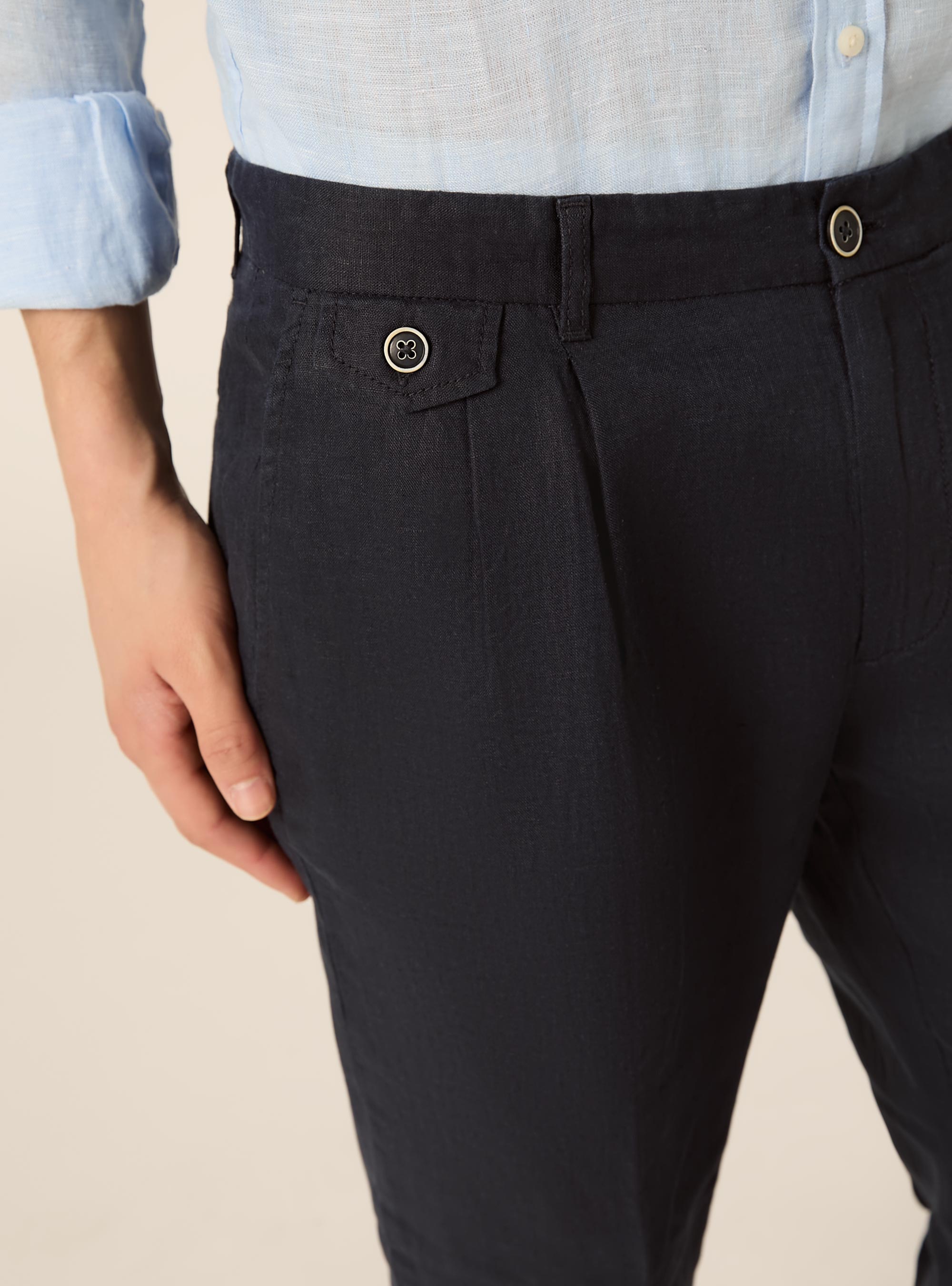 Chinos in lino, NA1 NAVY DARK