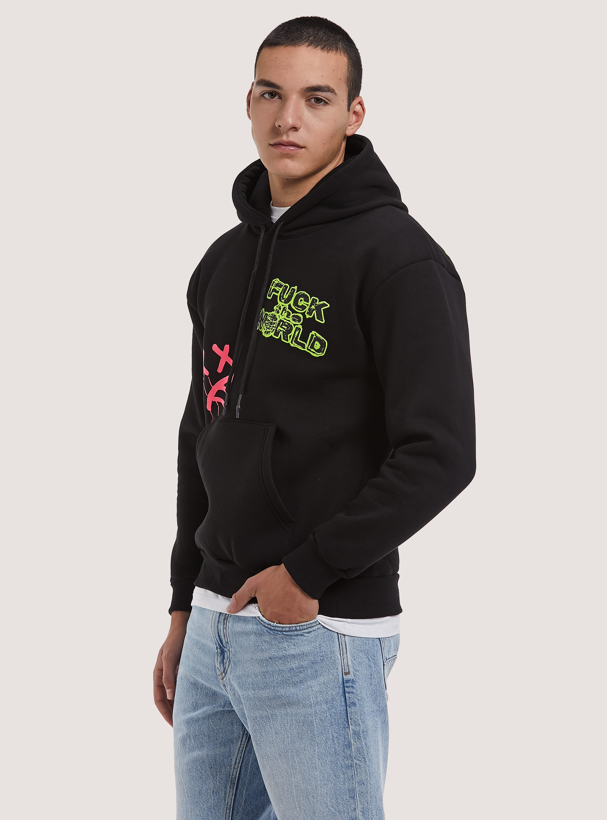 Felpa con stampa Smile Collection, BK1 BLACK