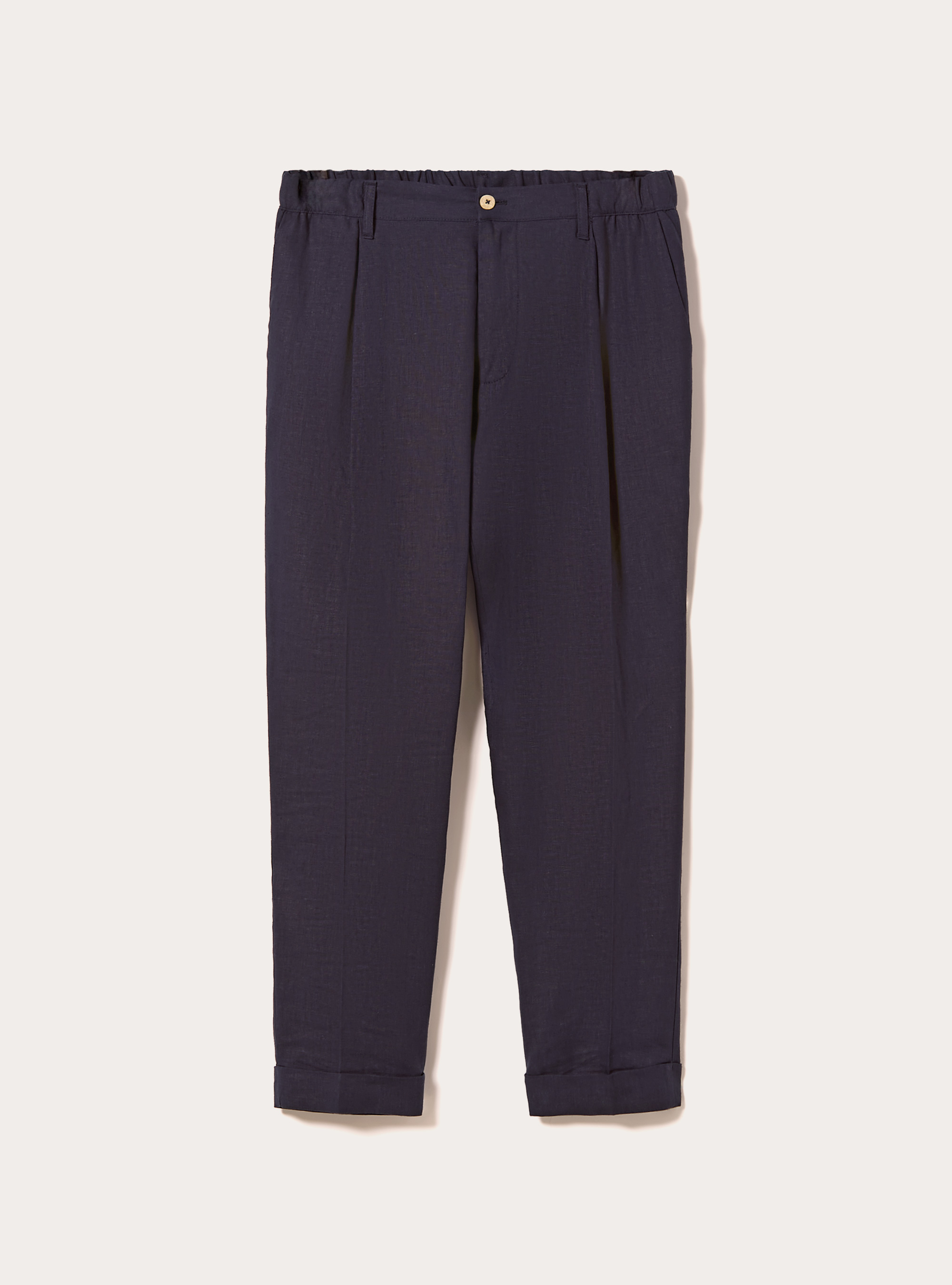 Pantalon &agrave; pinces en lin m&eacute;lang&eacute;, NA2 NAVY MEDIUM
