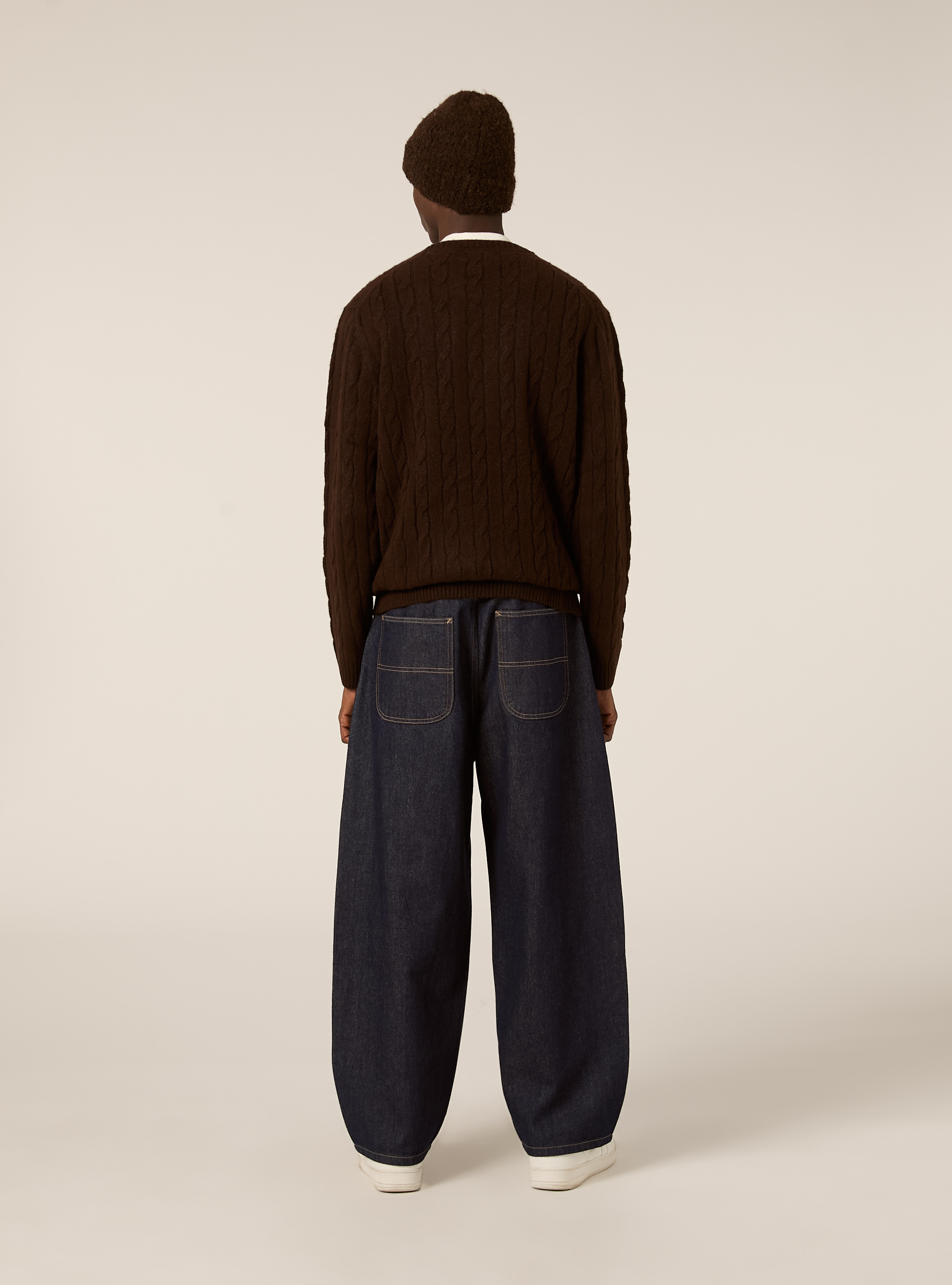 Maglione girocollo cable, MBR1 BROWN MEL DARK