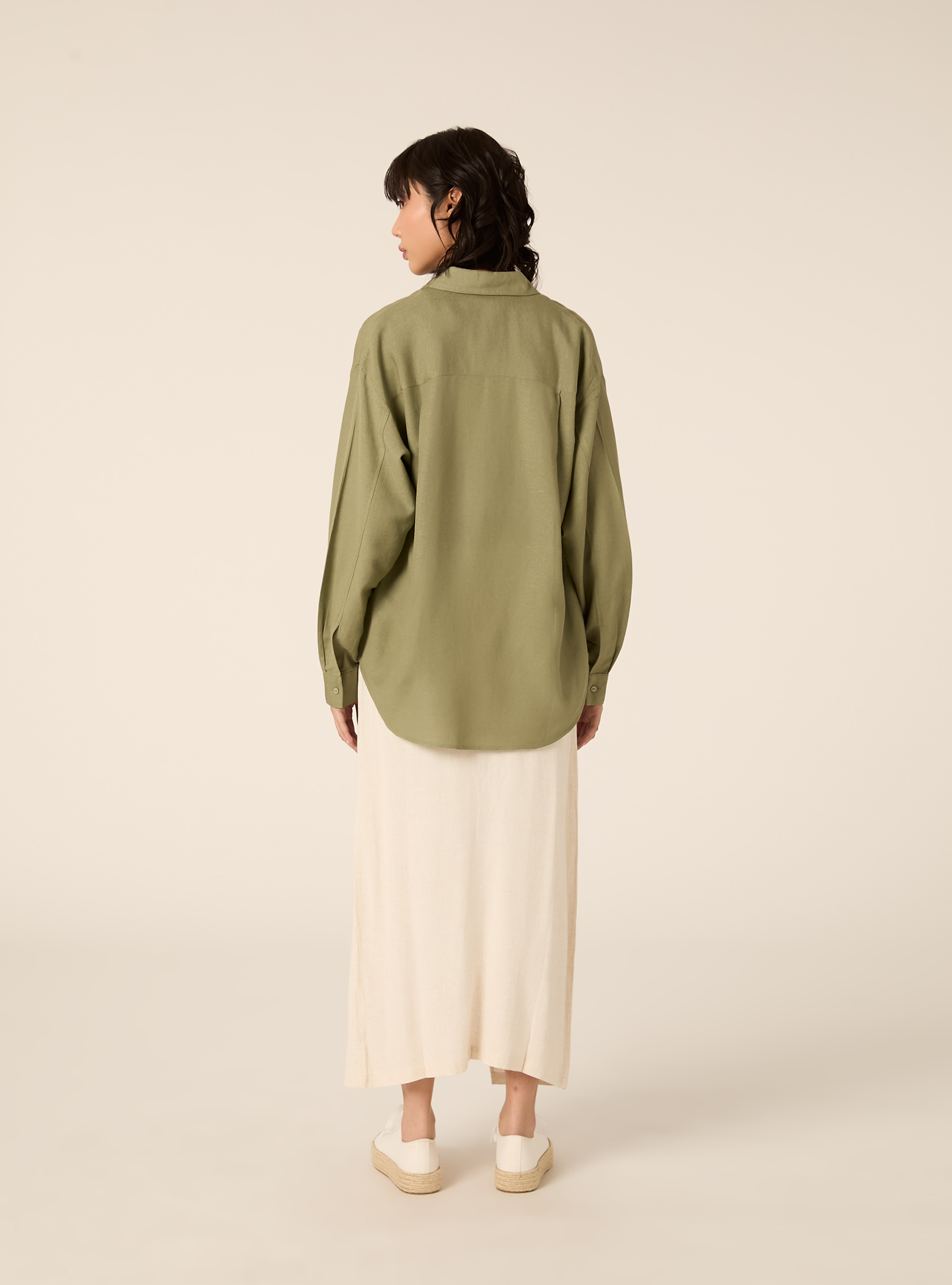 Camicia in misto lino tinta unita, KY2 KAKY MEDIUM