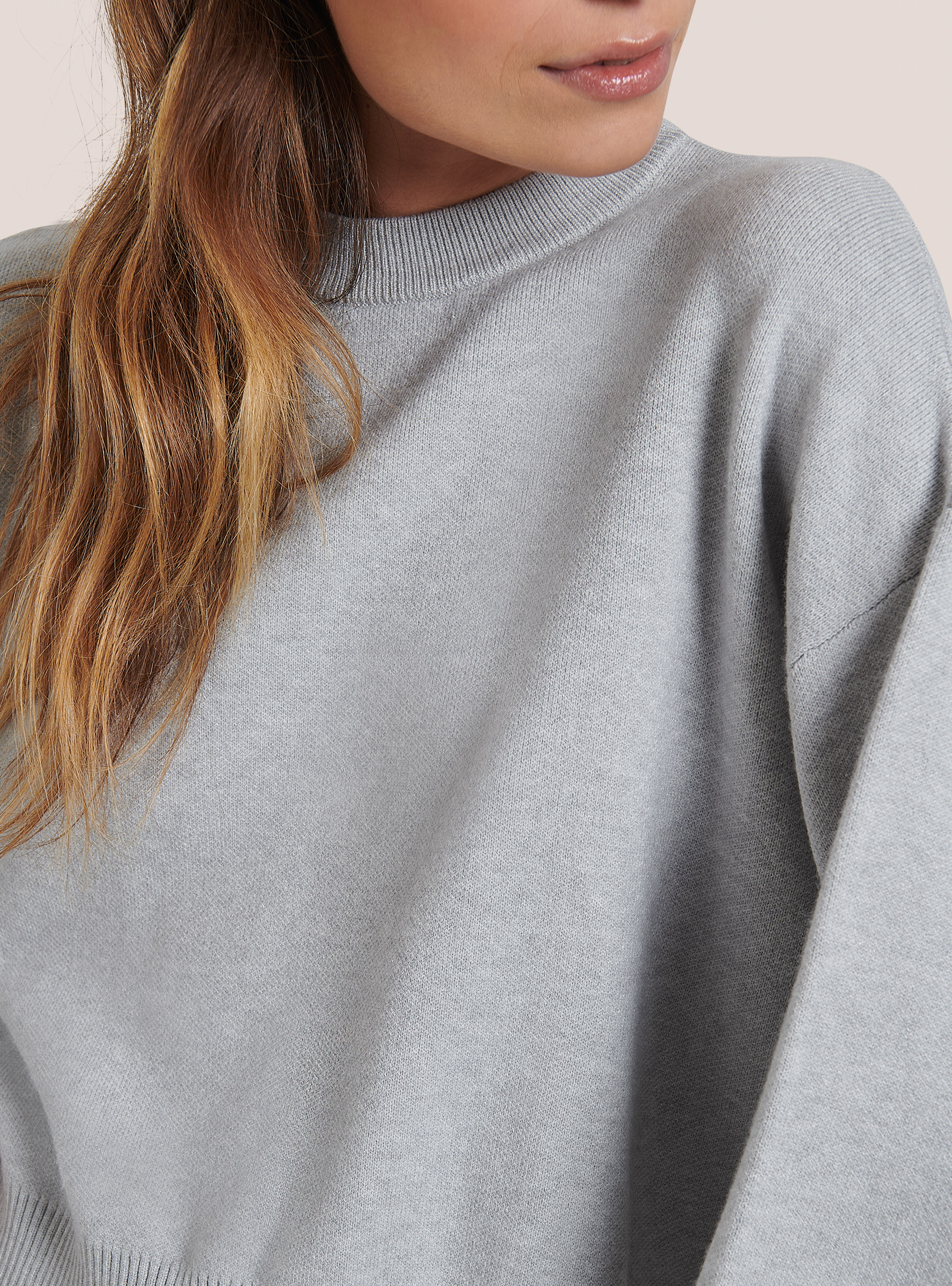 Plain colour cropped pullover, C148 ICE MELANGE