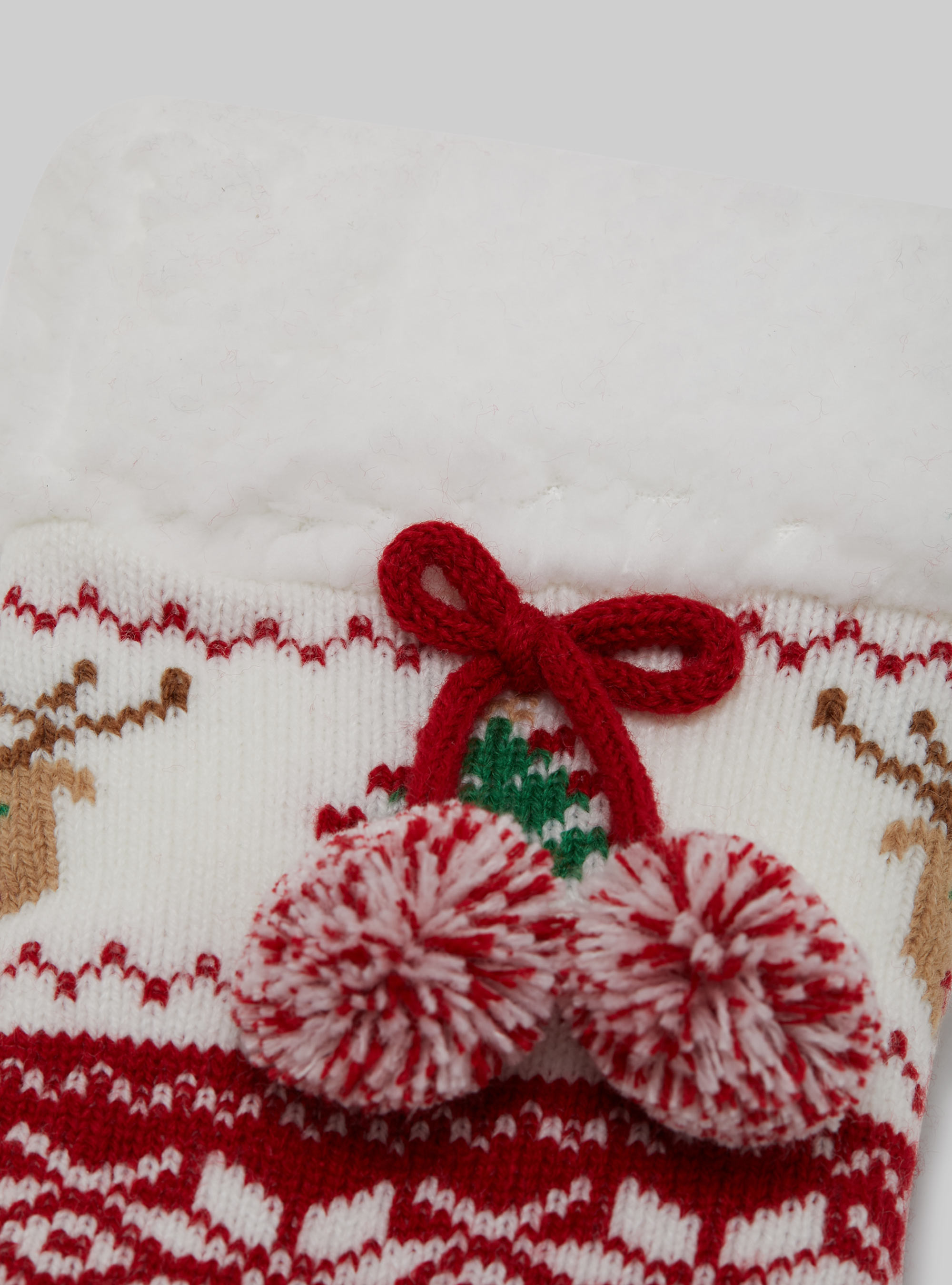 Anti-slip socks with teddy inside, RD2 RED MEDIUM