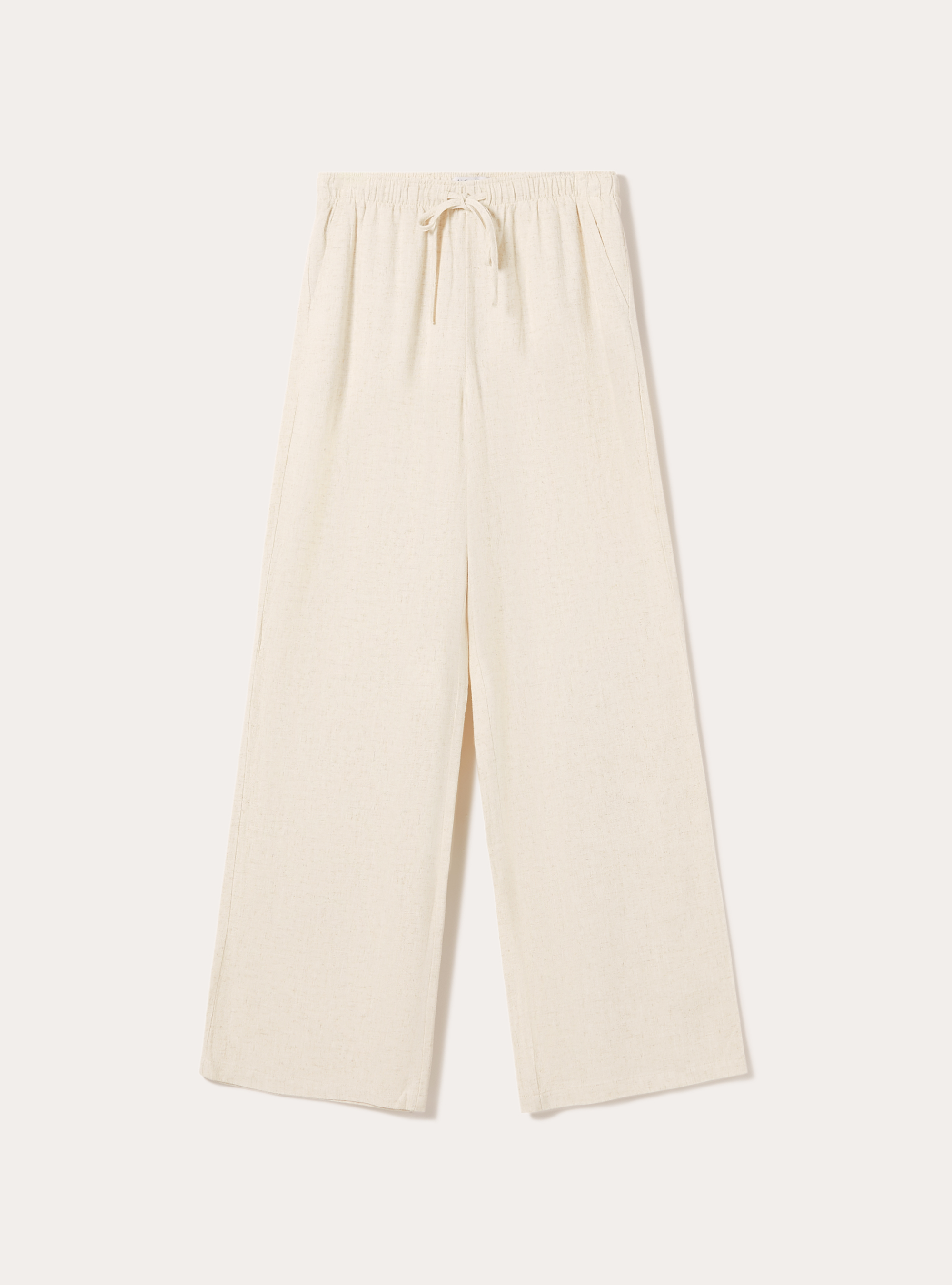 Linen blend palazzo trousers, MBG3 BEIGE MEL LIGHT