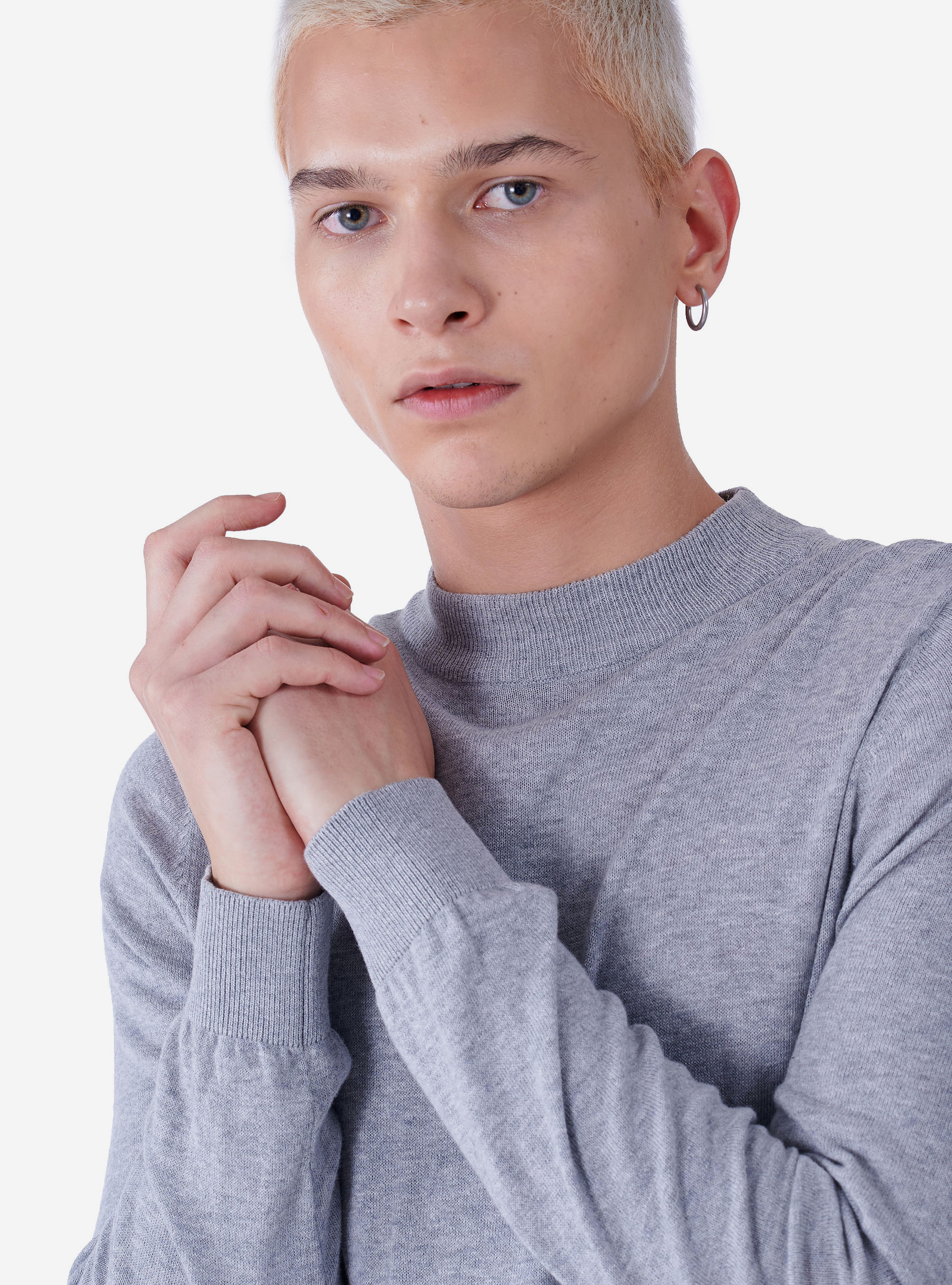 PULLOVER HALF-NECK, C143 LIGHT GREY M