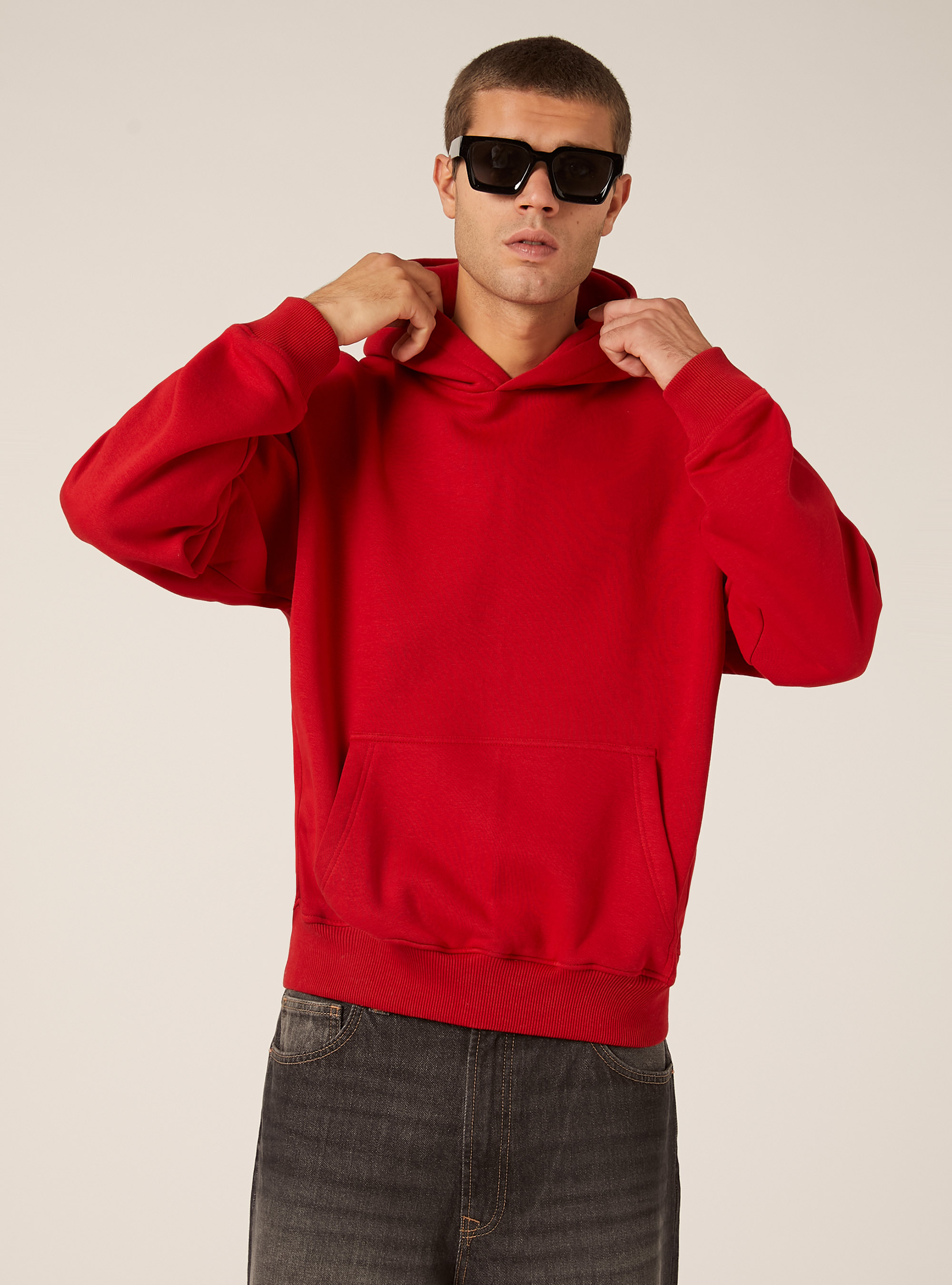 Boxy fit hoodie, RD2 RED MEDIUM