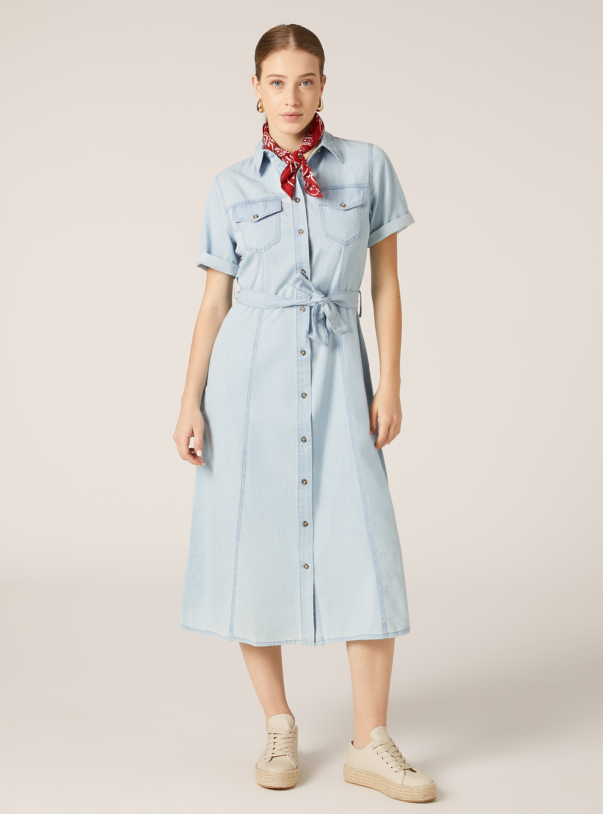 Denim chemisier dress, D007 LIGHT AZURE