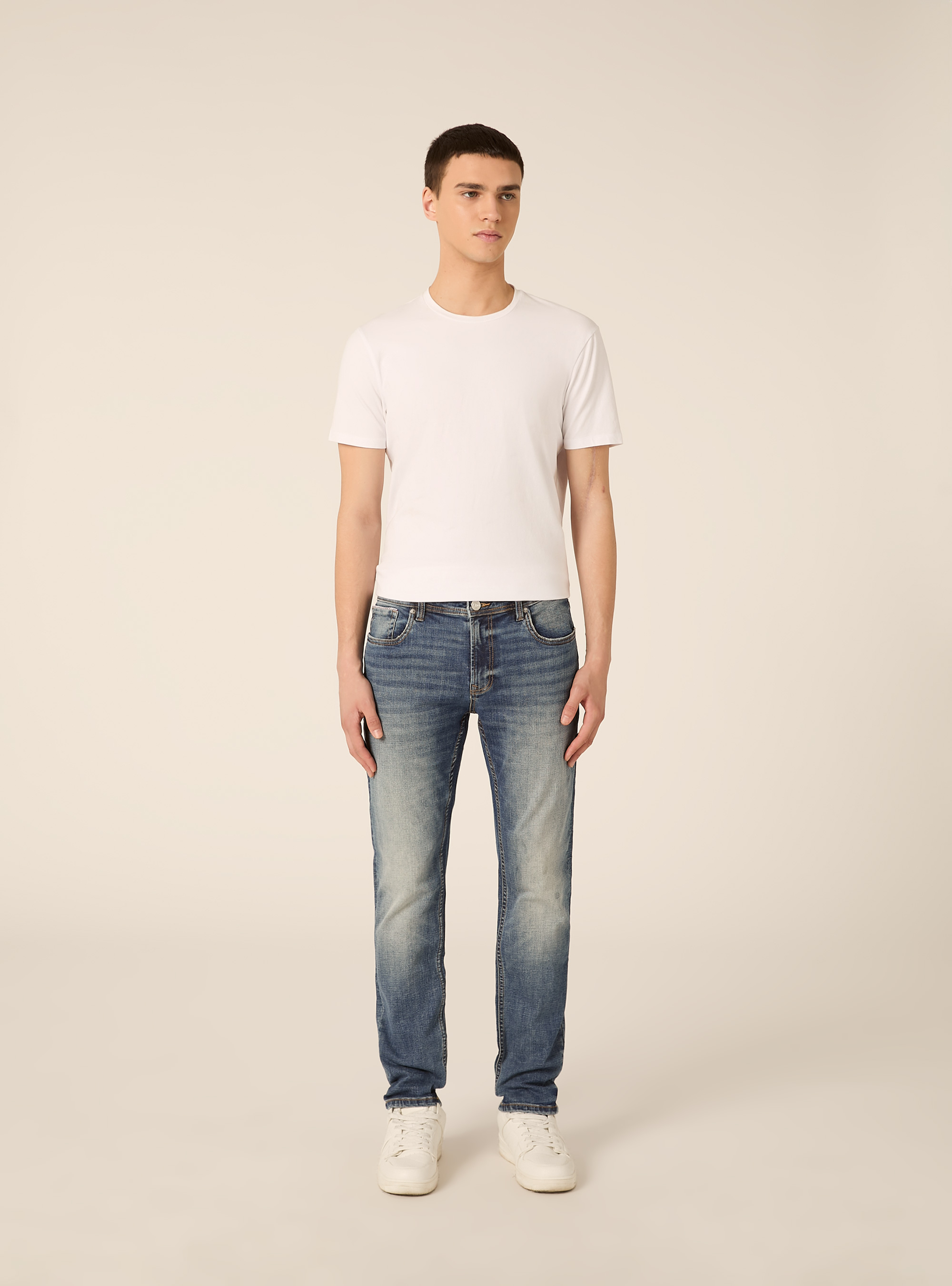 Skinny fit jeans, D101 BLUE MED OVERDYE