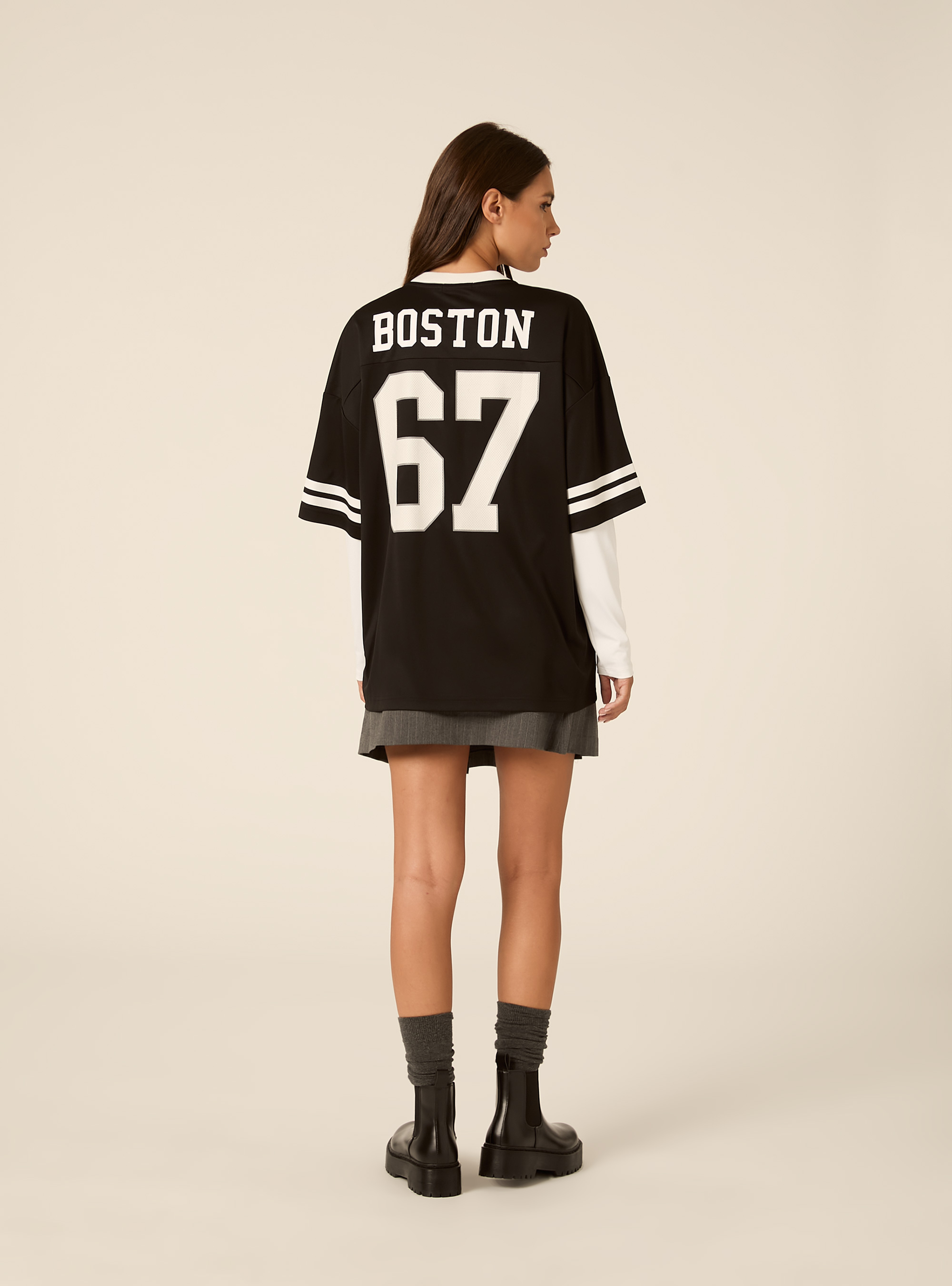 Camiseta oversize estilo futbol con numero 12, BK1 BLACK