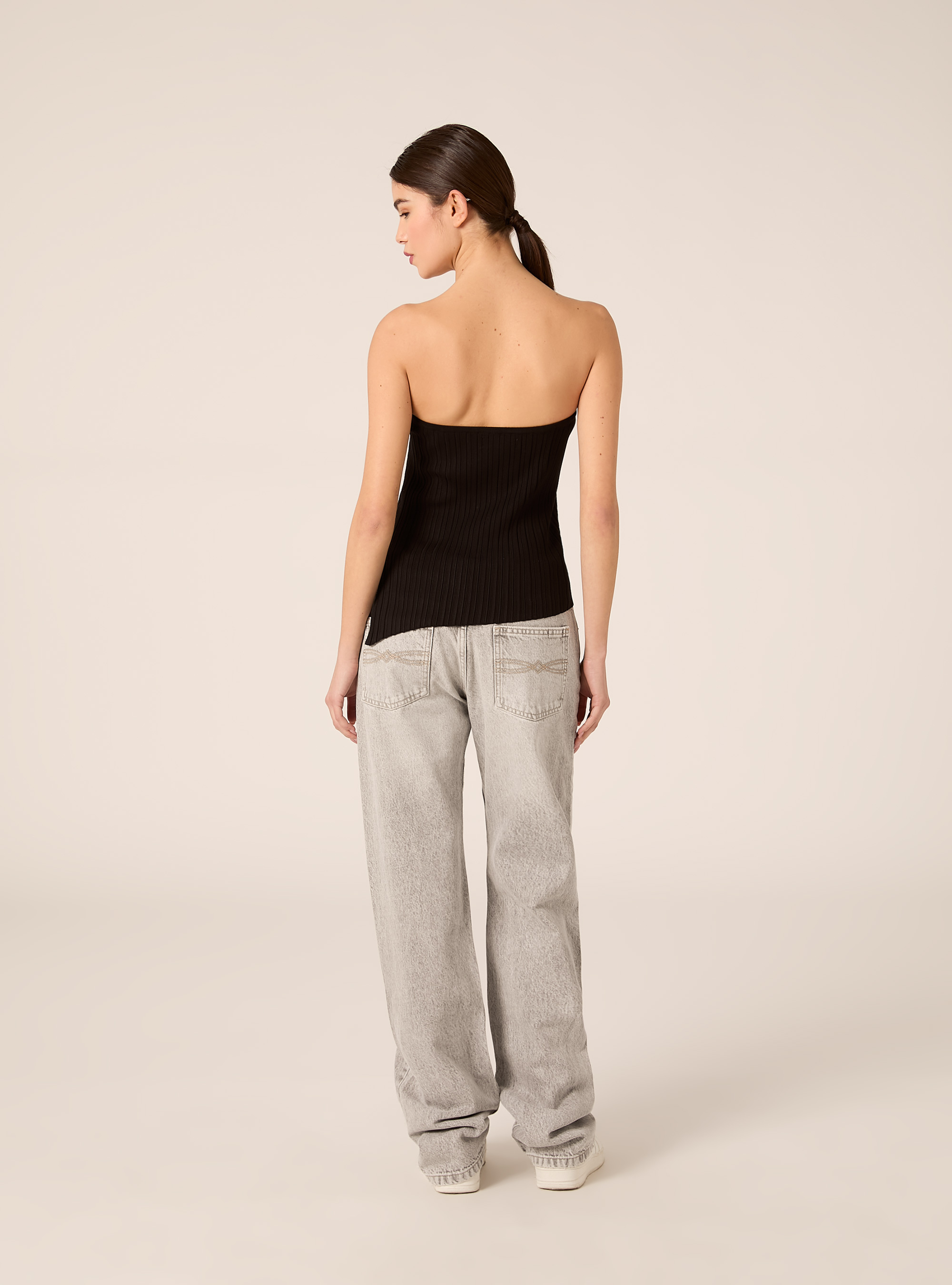 Banded knit top, BK1 BLACK