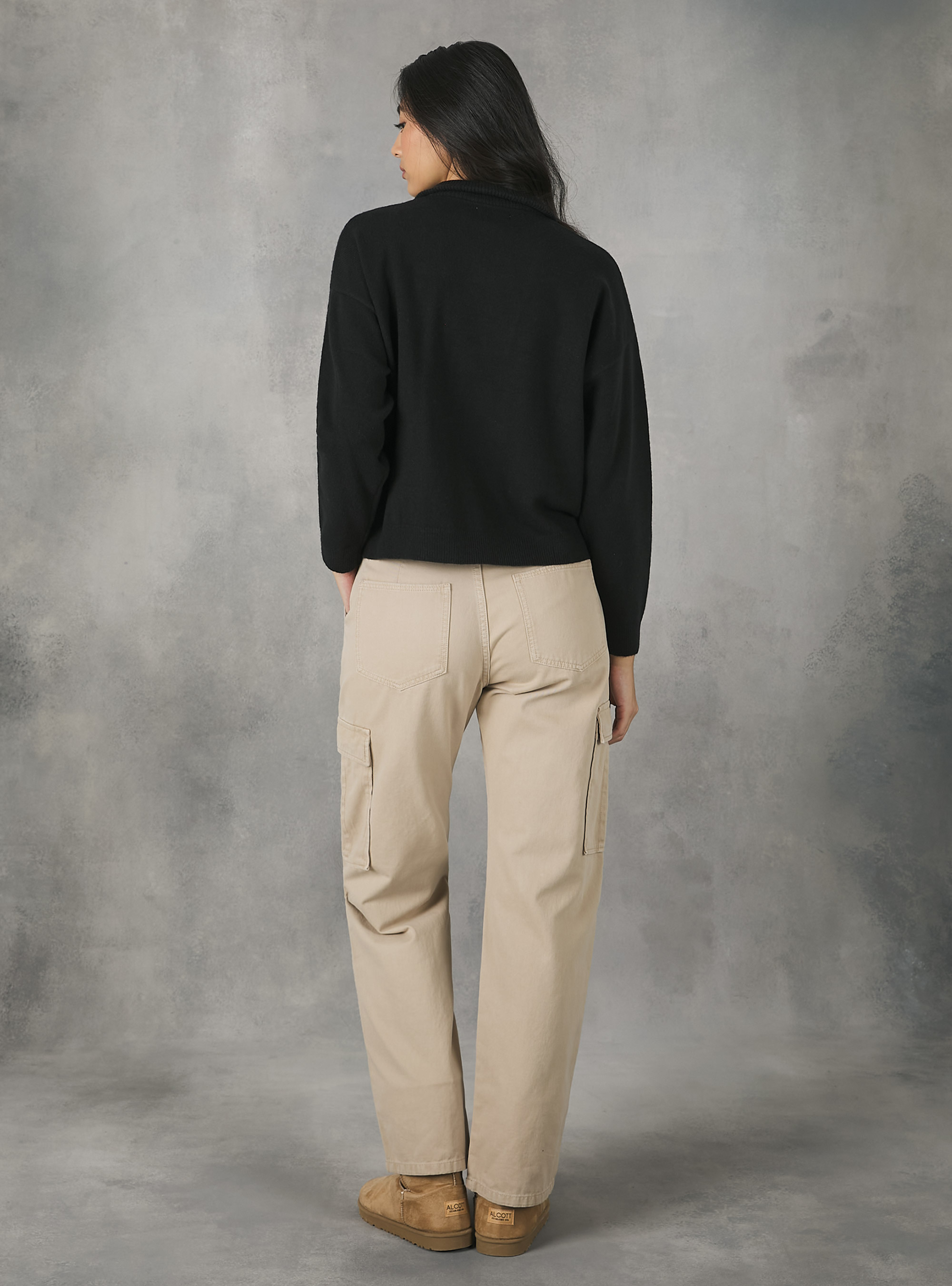 Half-neck pullover with zip, BK1 BLACK