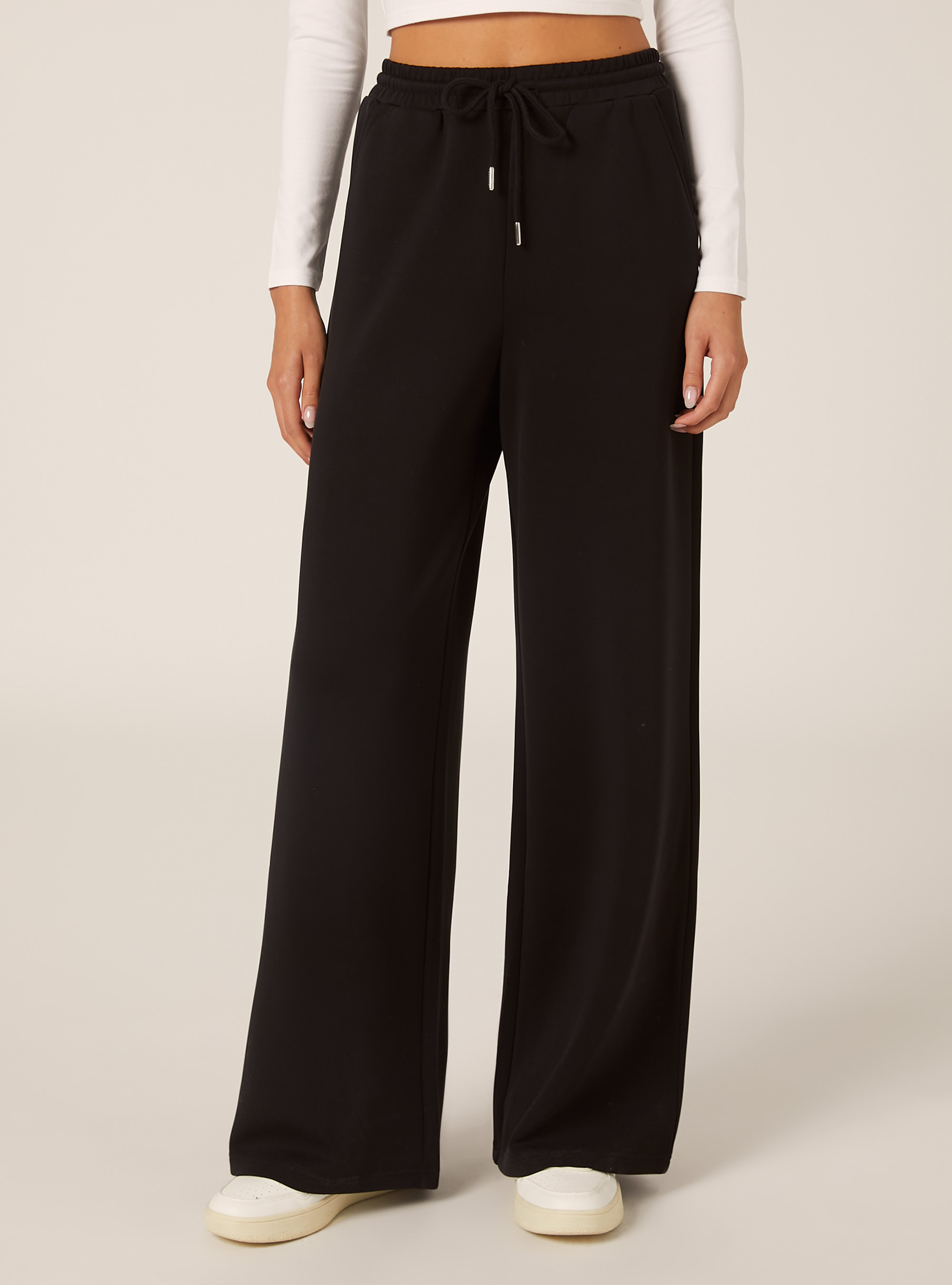 Jogginghose mit weitem Bein und weichem Griff, BK1 BLACK