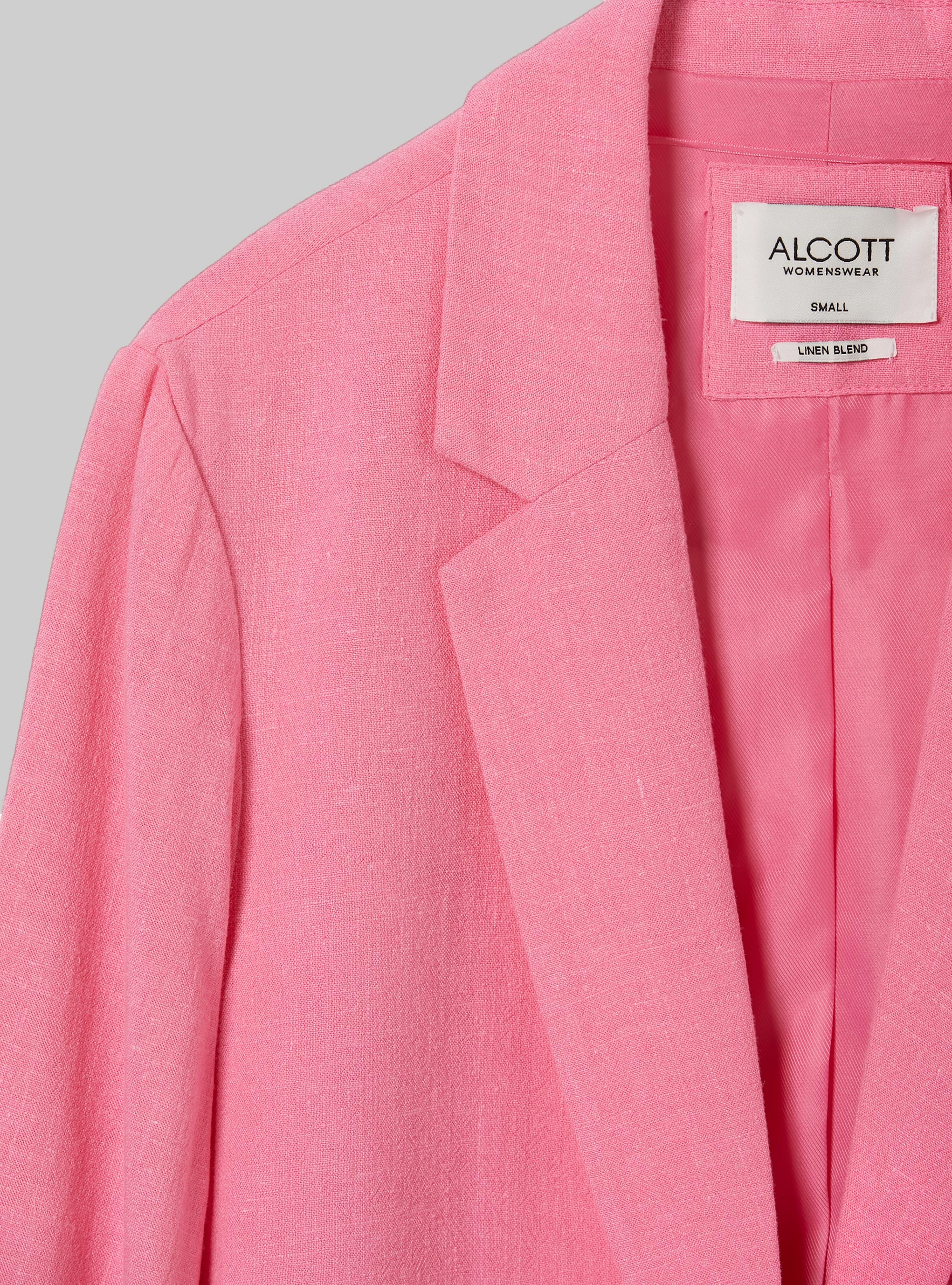 Blazer doppiopetto in misto lino, PK1 PINK DARK