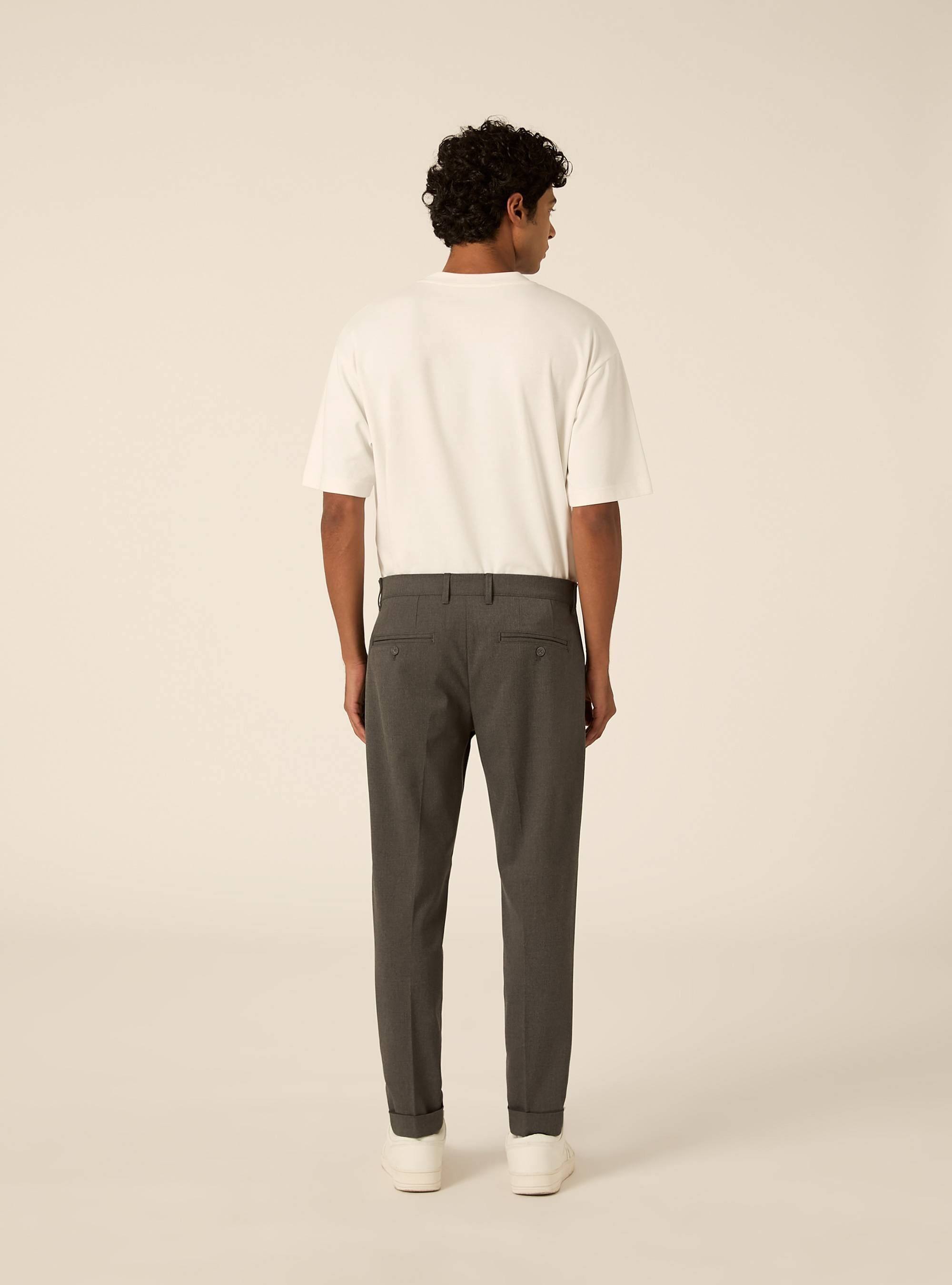 Tailored trousers with pleats and charm detail, MGY1 GREY MEL DARK