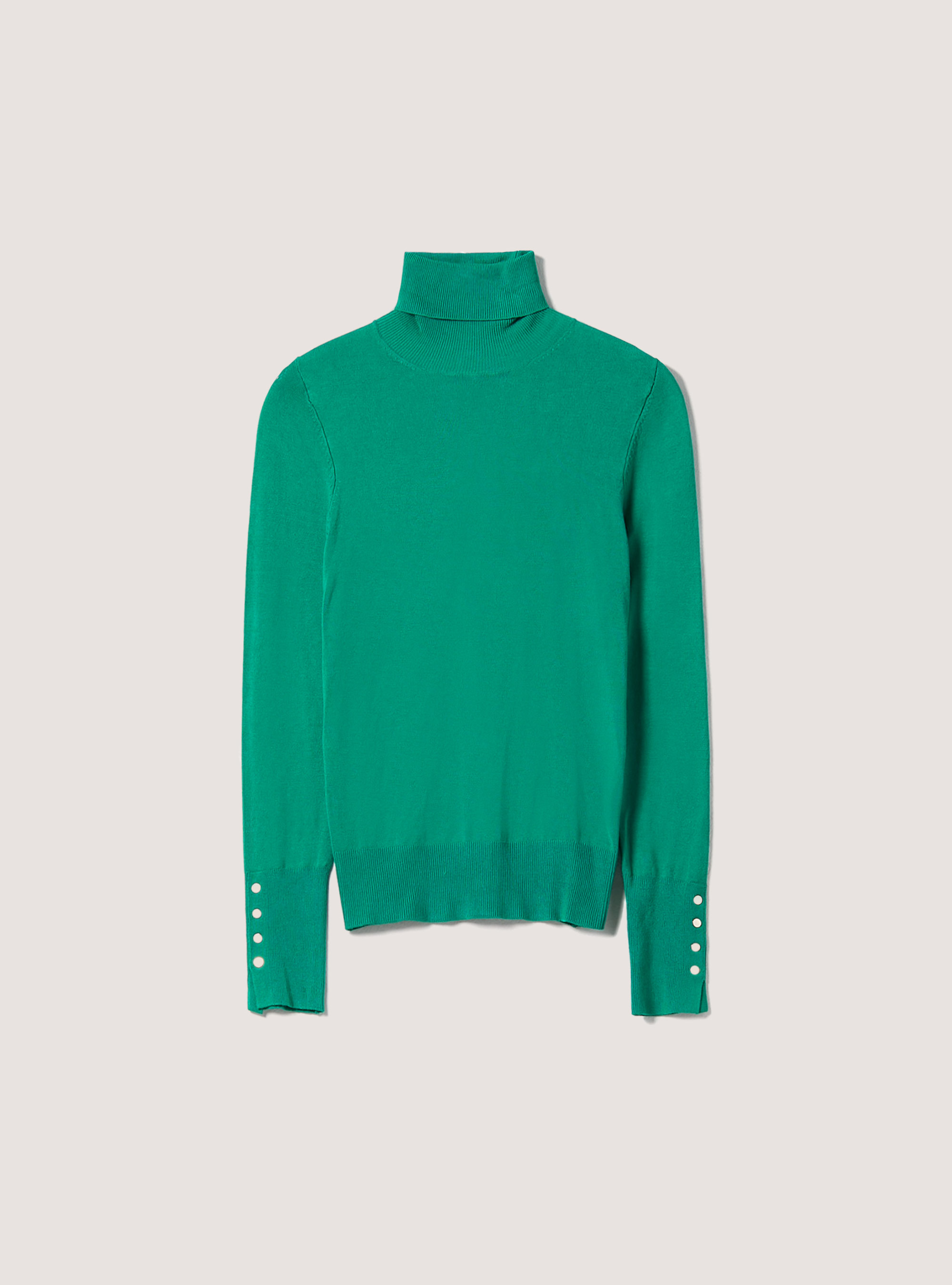 Pullover a collo alto con bottoni sulla manica, GN2 GREEN MEDIUM