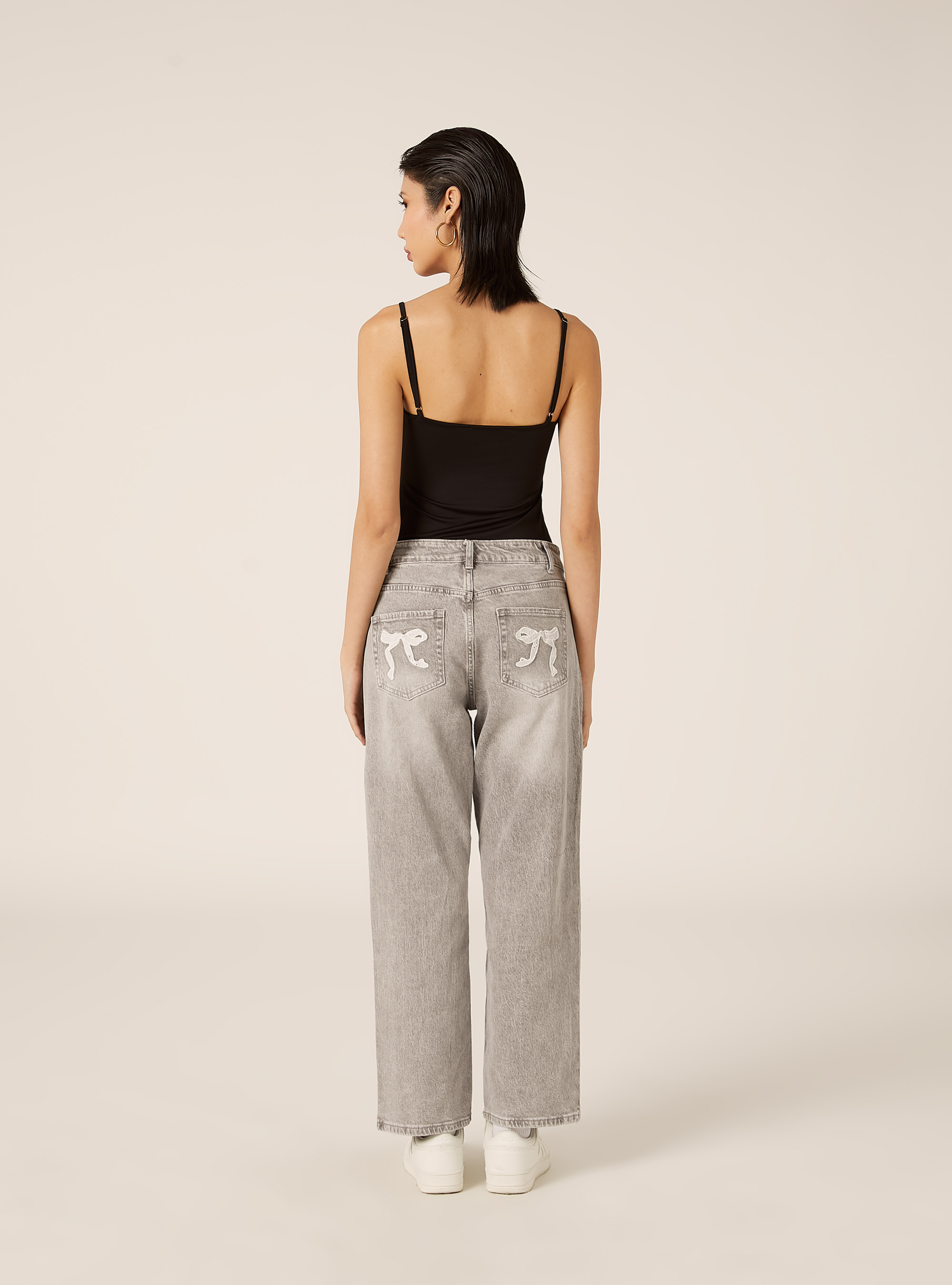 Straight fit jeans with bows, D00G GREY