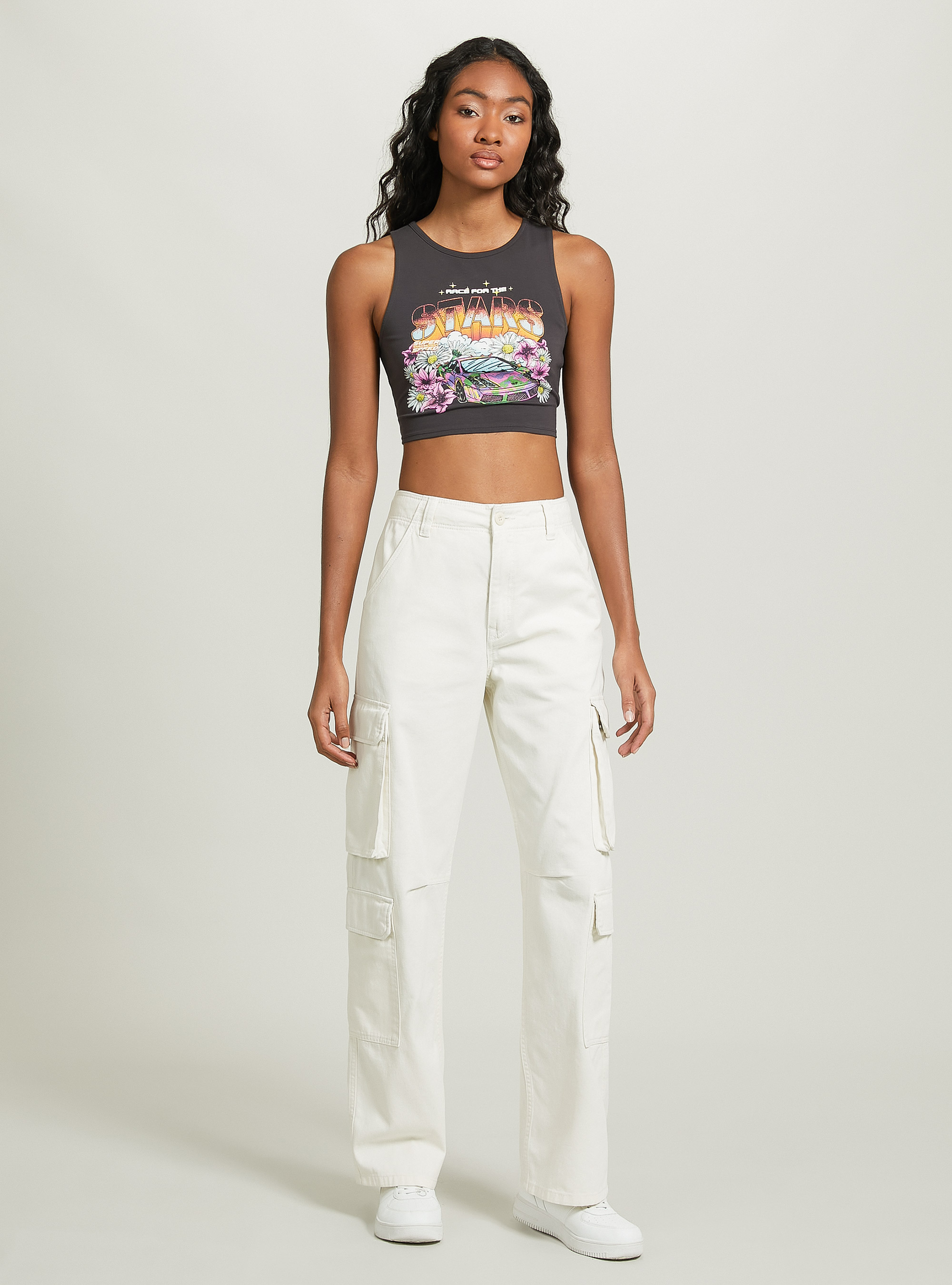 Lace up crop top, BK2 PIRATE BLACK