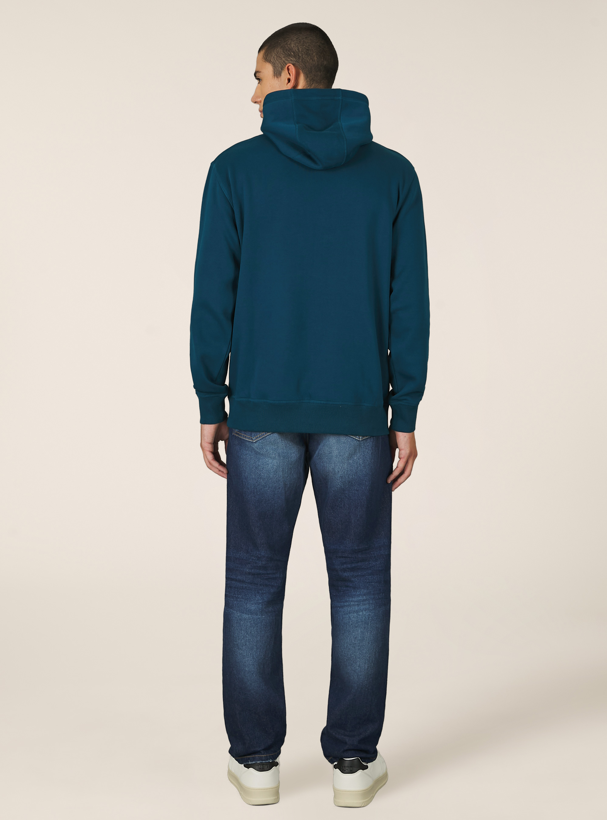 Felpa cappuccio con patch ricamata, OB2 BLUE OIL MED.