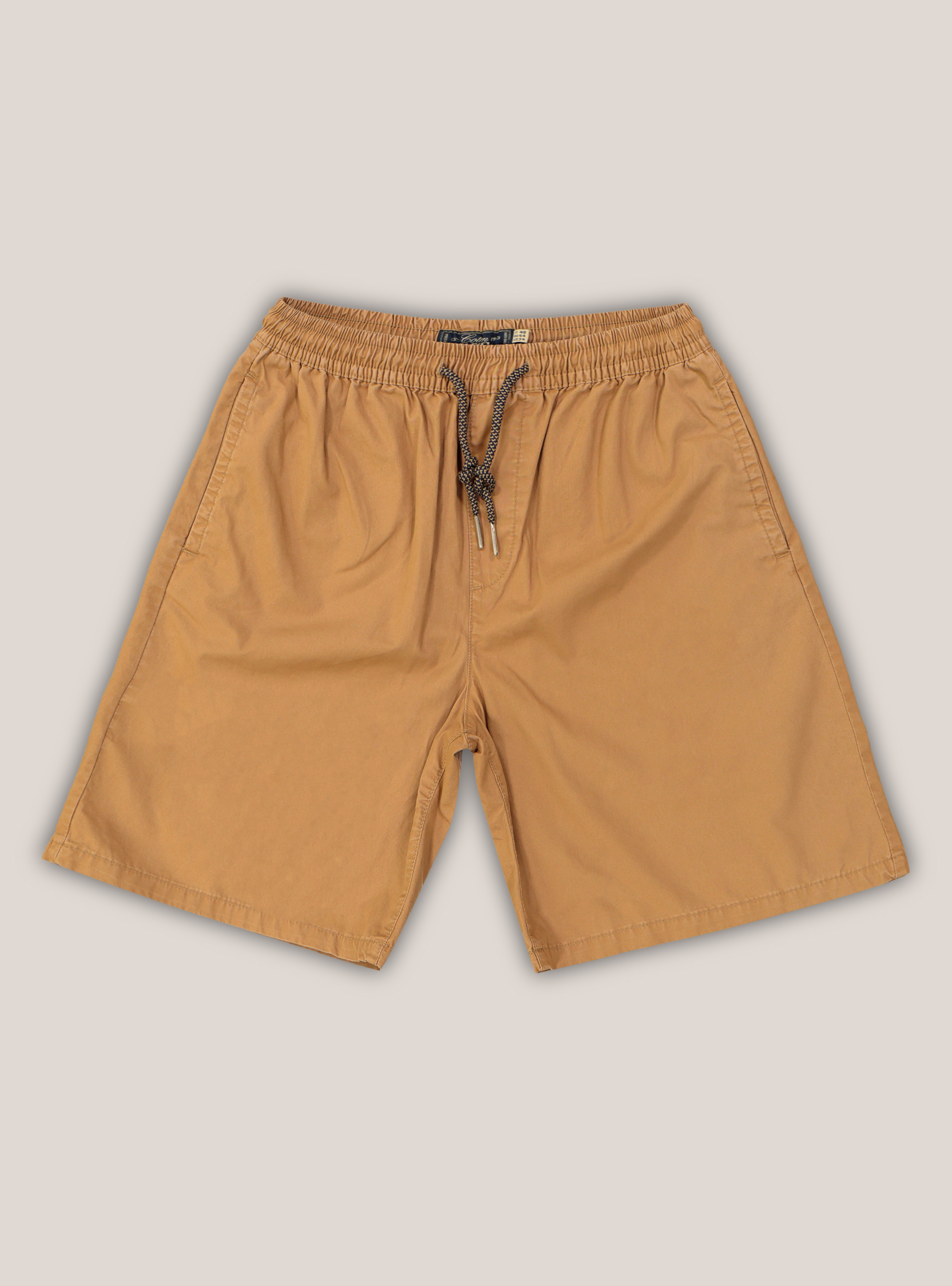 Bermuda in cotone con coulisse, C5527 CAMEL