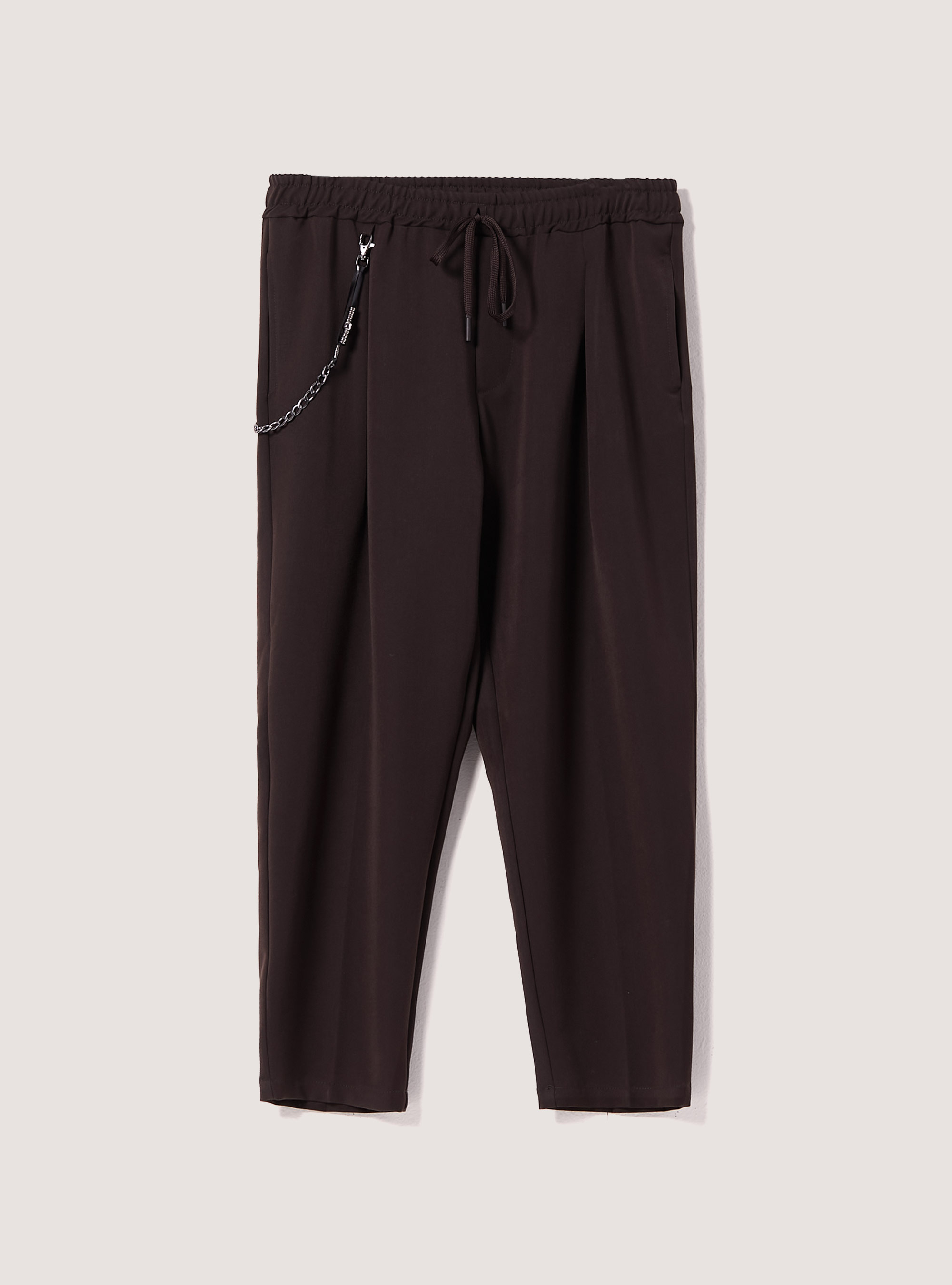 Pantaloni  jogger carrot con catena, BR1 BROWN DARK