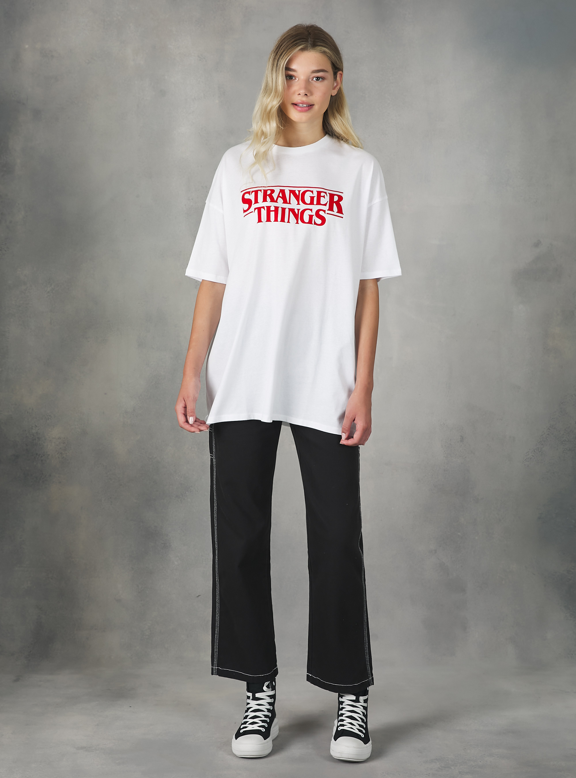 Stranger Things / Alcott oversized T-shirt, WH3 WHITE