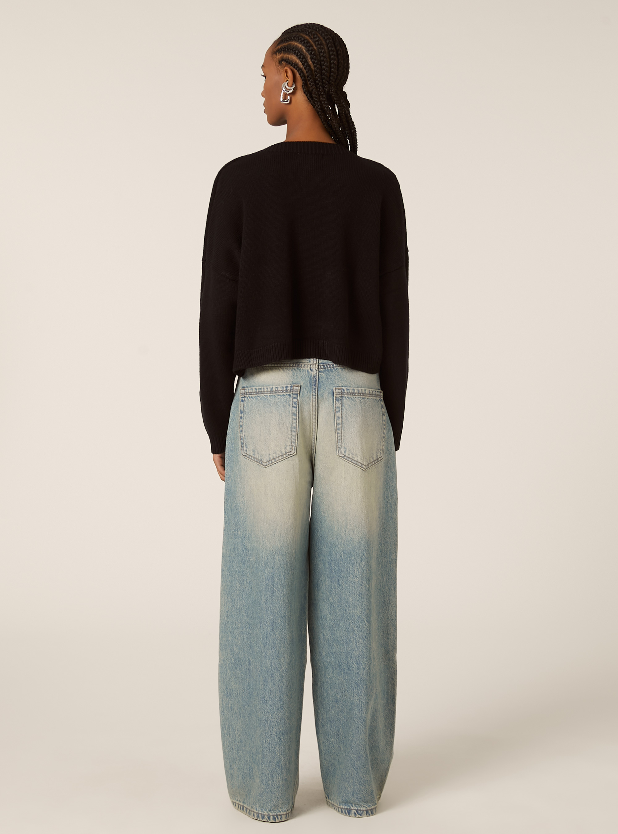 Basic crew neck pullover, BK1 BLACK