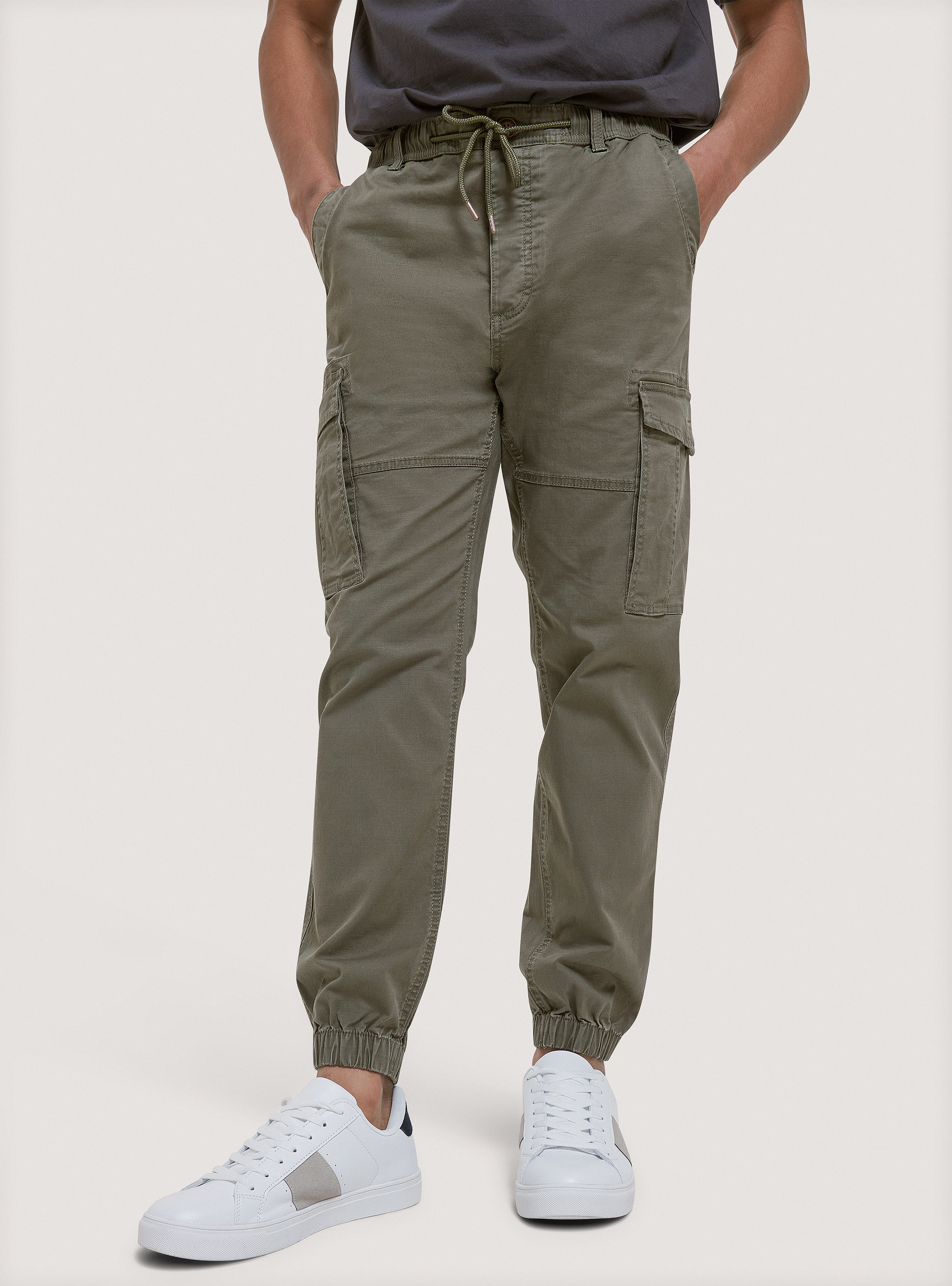 Stretch twill cargo trousers, C6603 KAKY