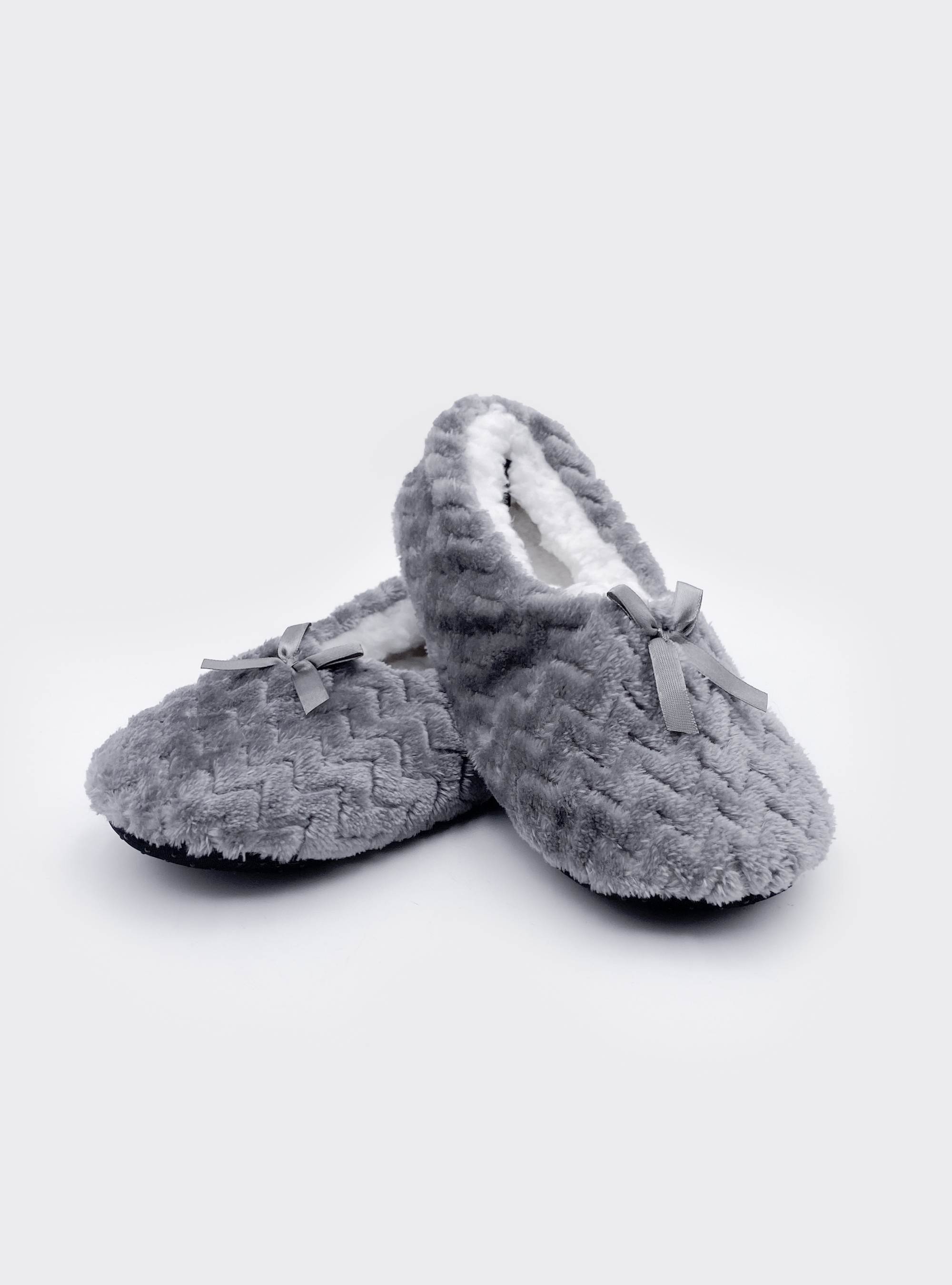 Pantofole con fiocco, GRIGIO CHIARO MELANGE