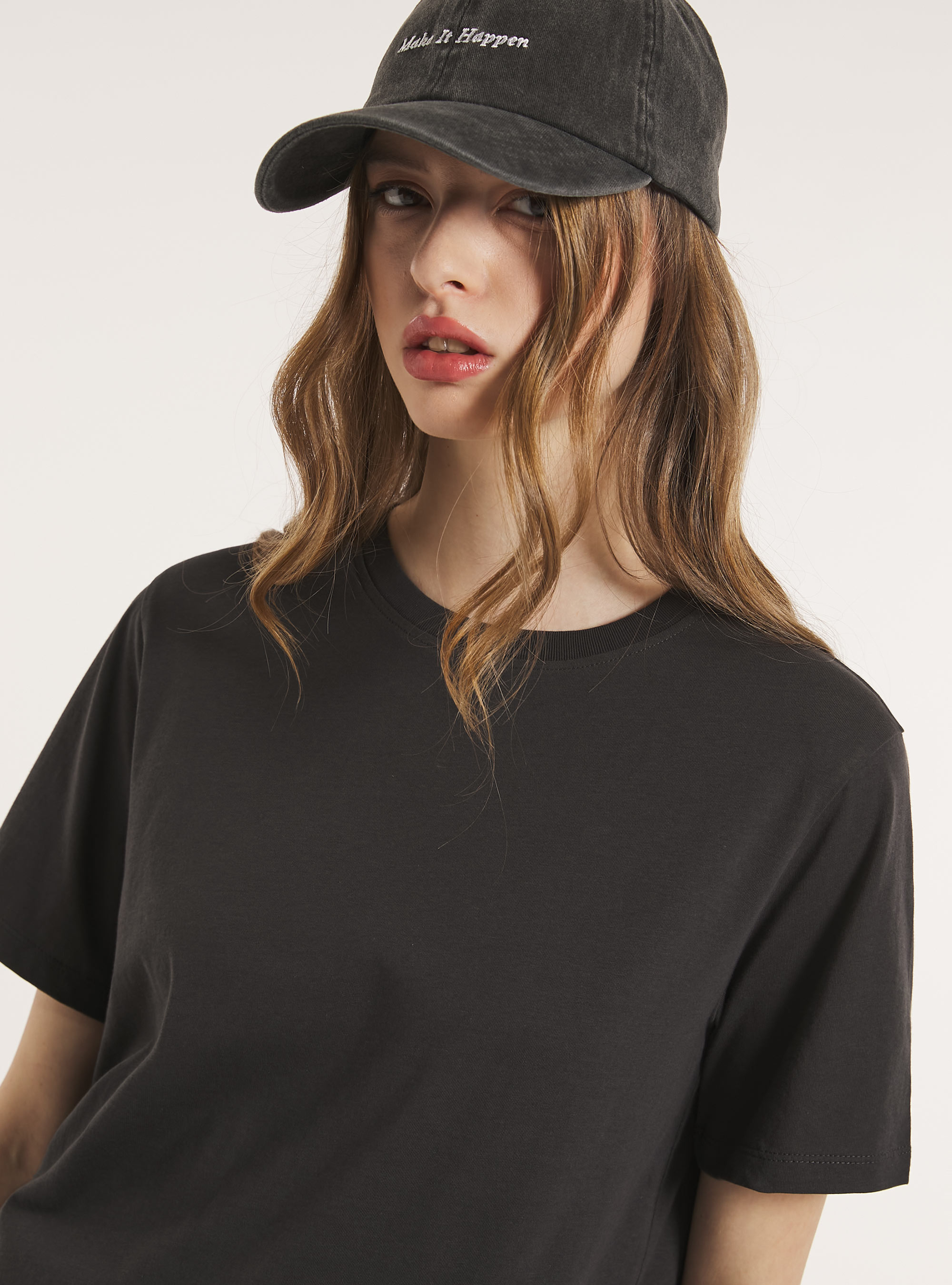 Crew-neck cotton T-shirt, BK3 BLACK CHARCOAL