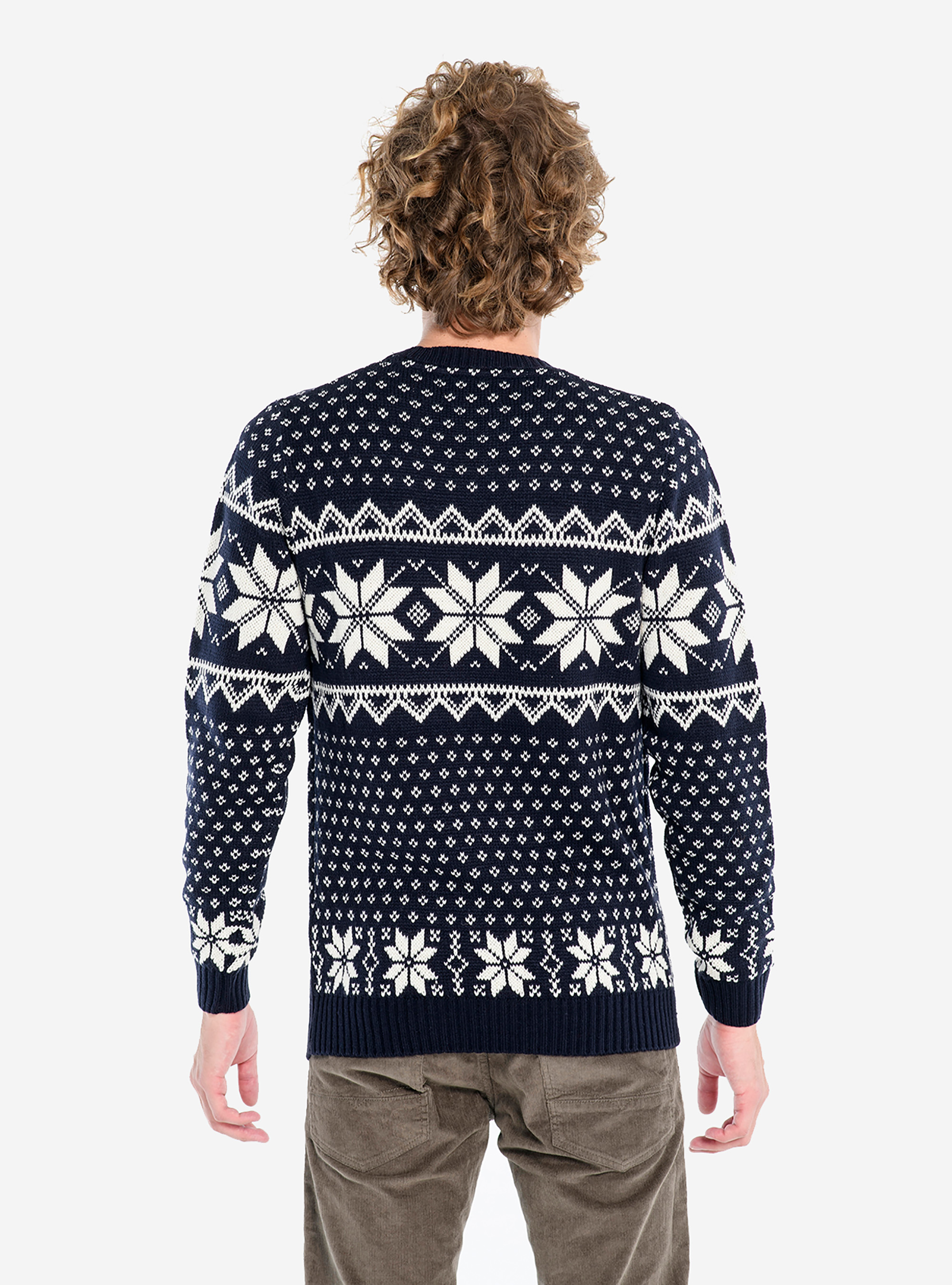 Pull jacquard, C210 BLUE NAVY