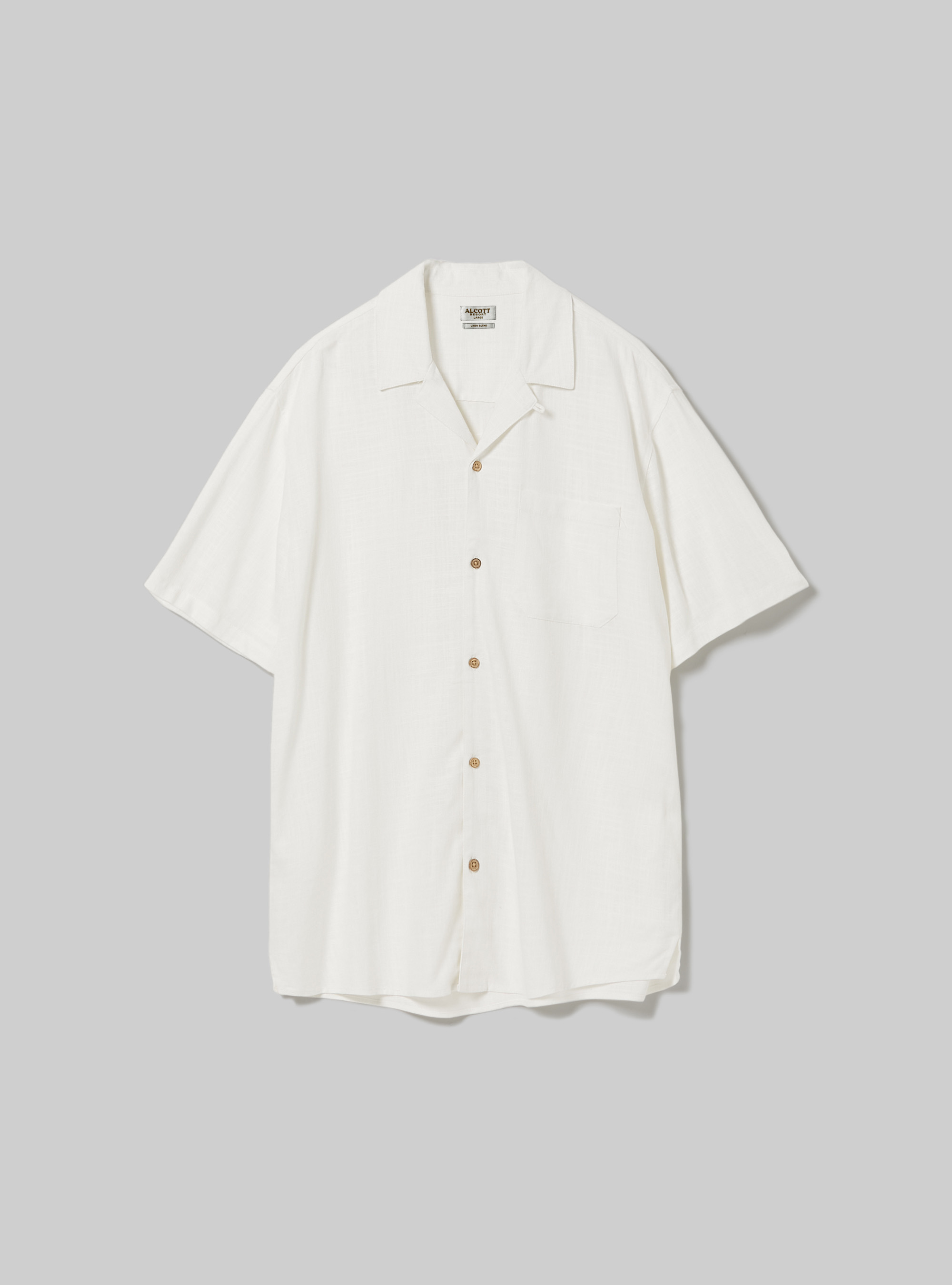 Linen blend shirt with bowling collar, WH1 OFF WHITE