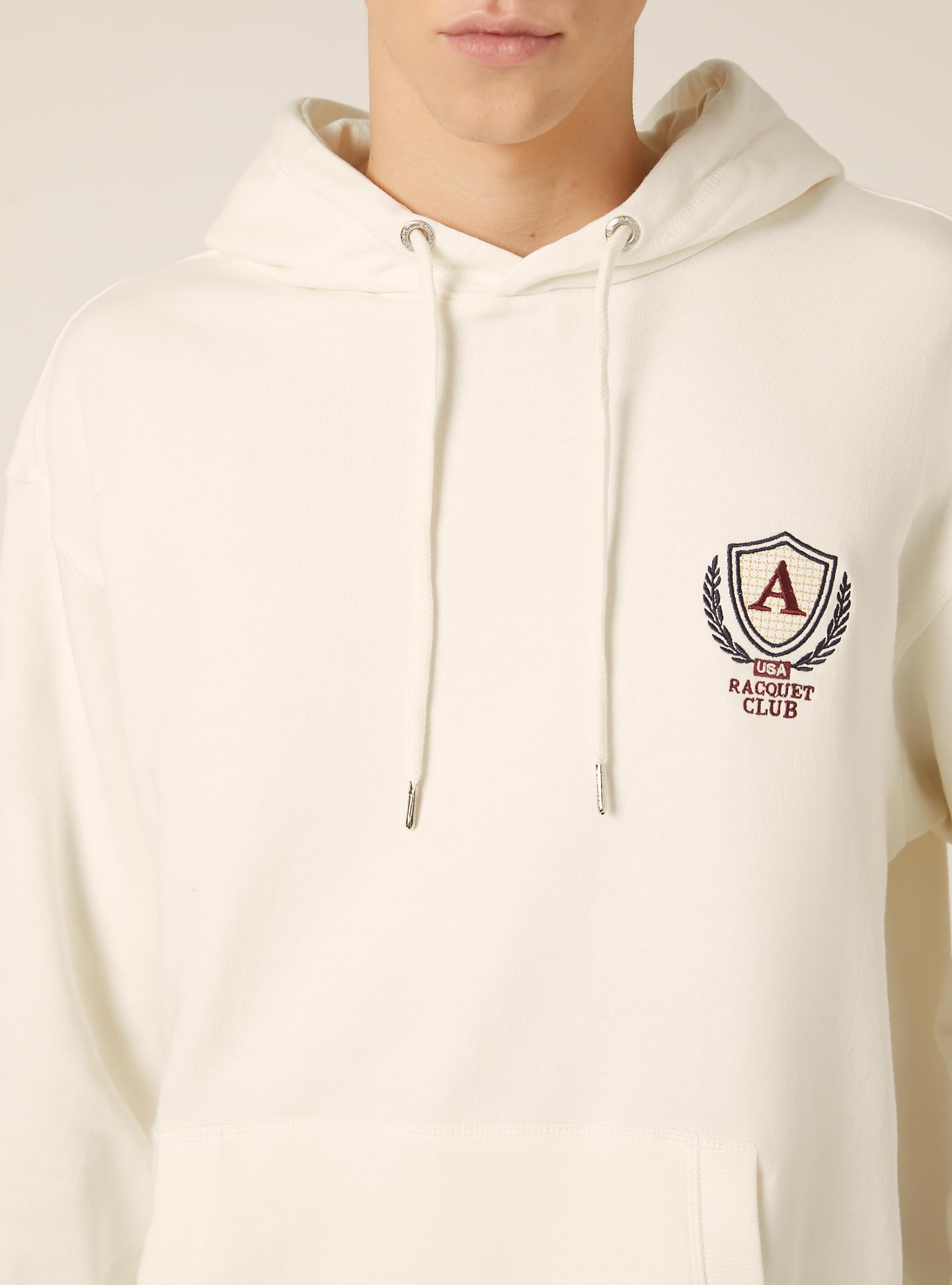 Hooded sweatshirt with cotton patch, C0020 OFF WHITE