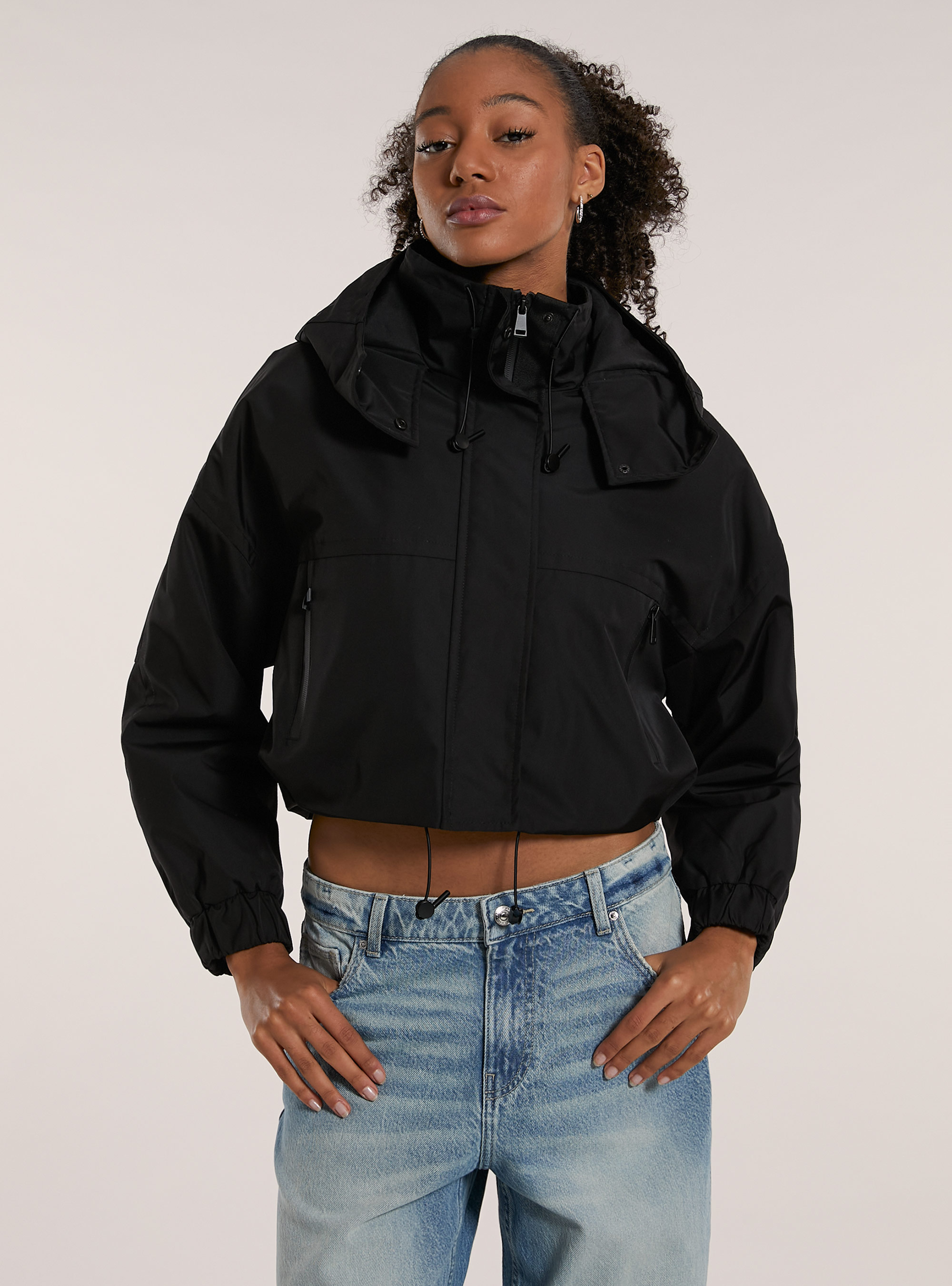 Lightweight cropped padded jacket, BK1 BLACK