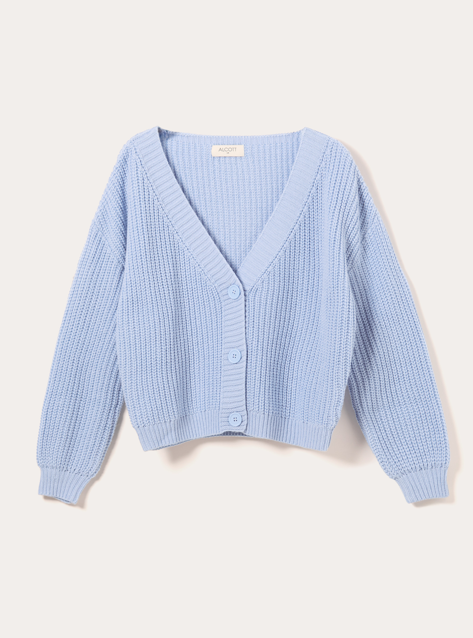 Knitted cardigan with V-neck, MAZ2 AZURE MEL MEDIUM