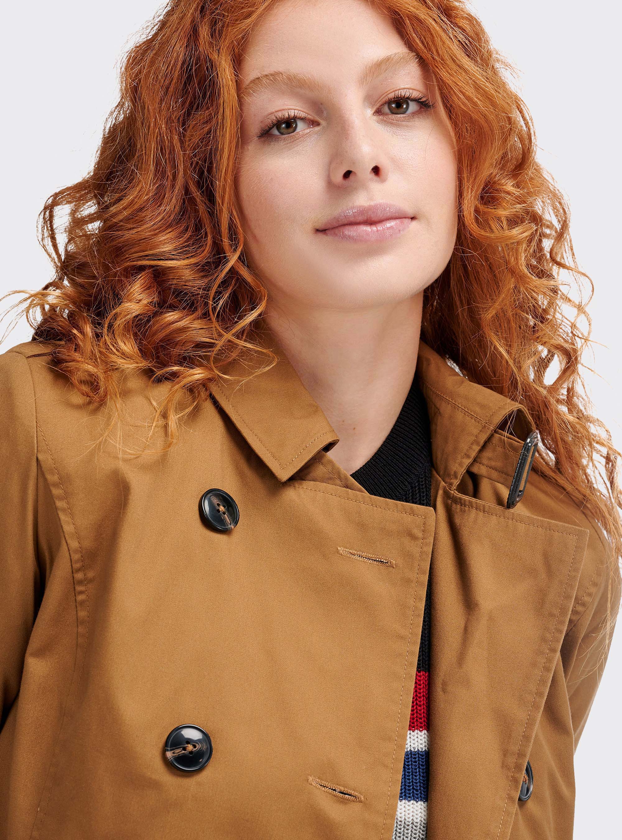 Trench long avec ceinture, C5572 TOBACCO