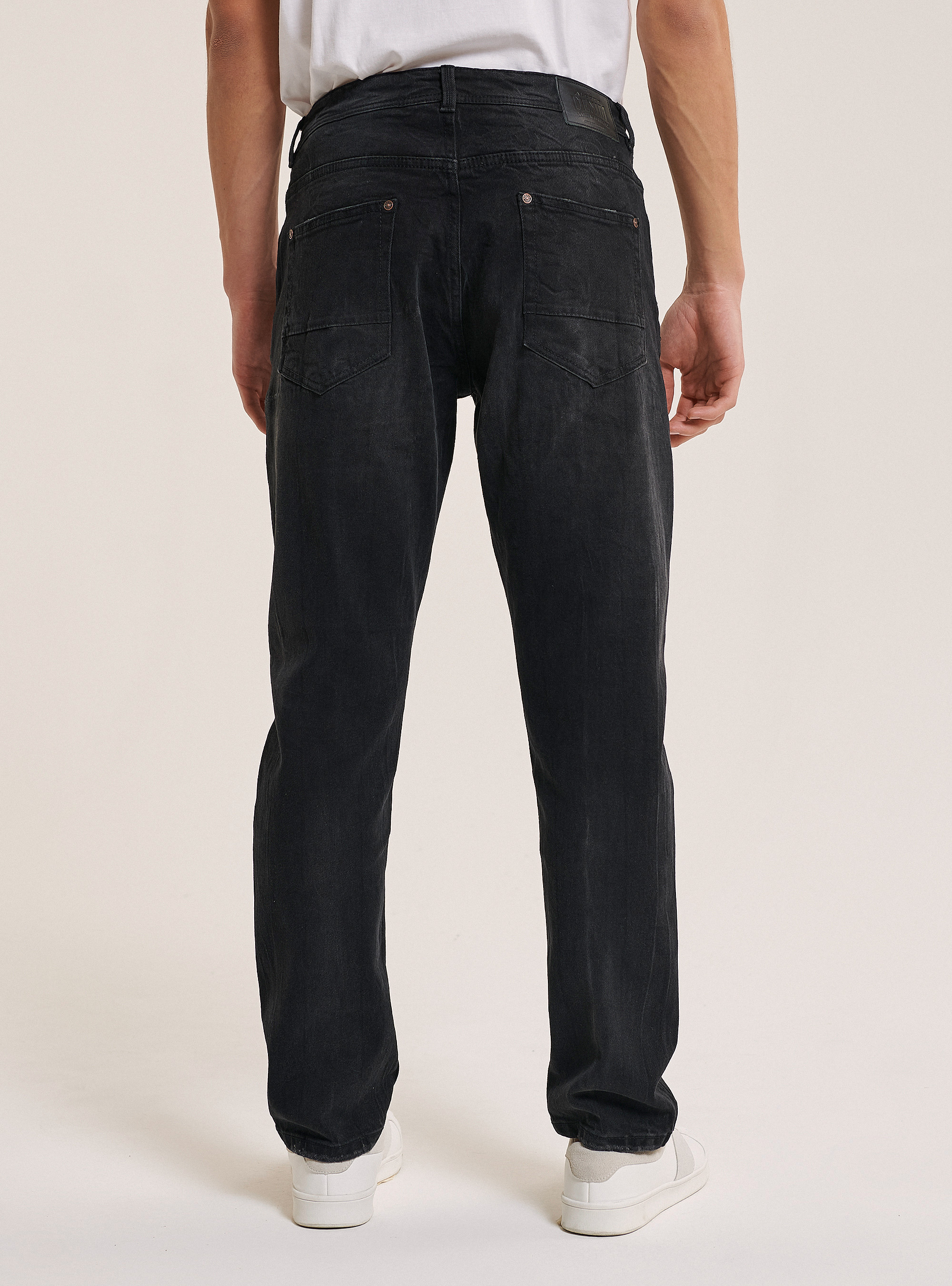 Jeans slim fit in cotone, NERO