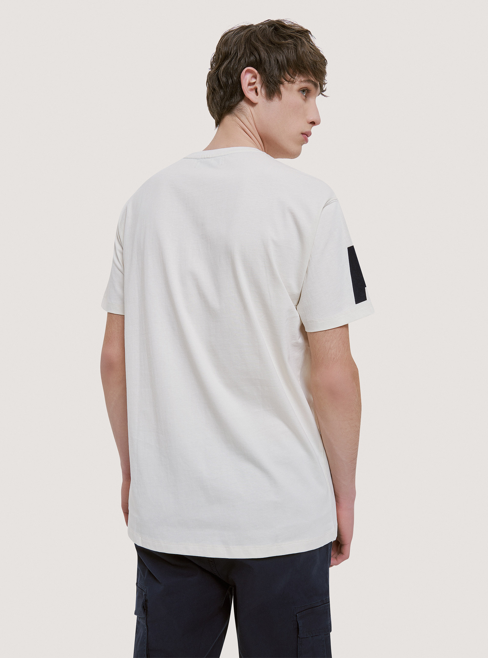 Oversized cotton patch t-shirt, C104 CREAM