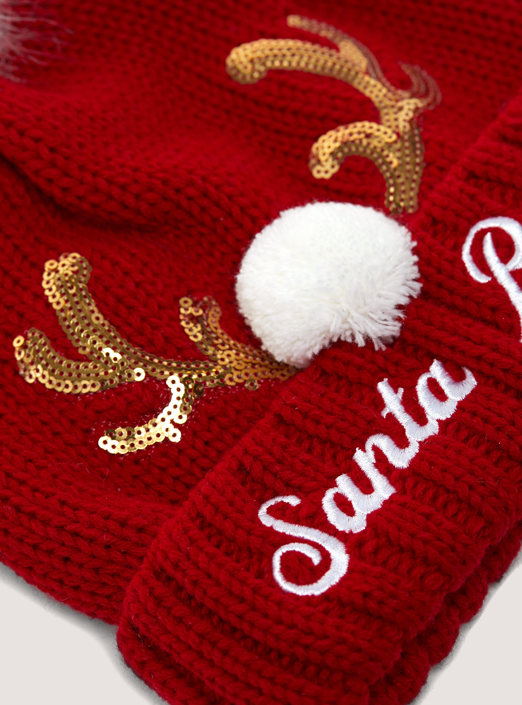 Christmas Collection hat with pom-pom, RD2 RED MEDIUM
