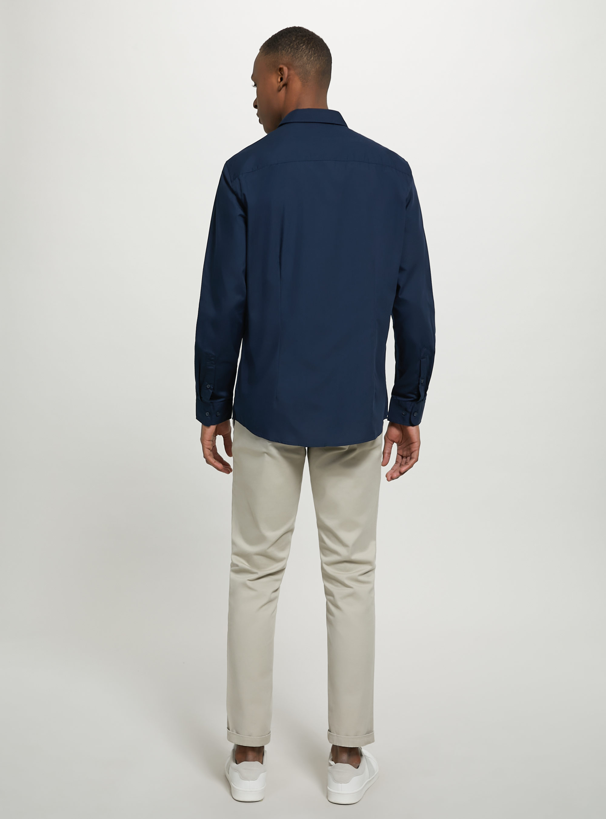 Chemise à manches longues de couleur unie, NA1 NAVY DARK