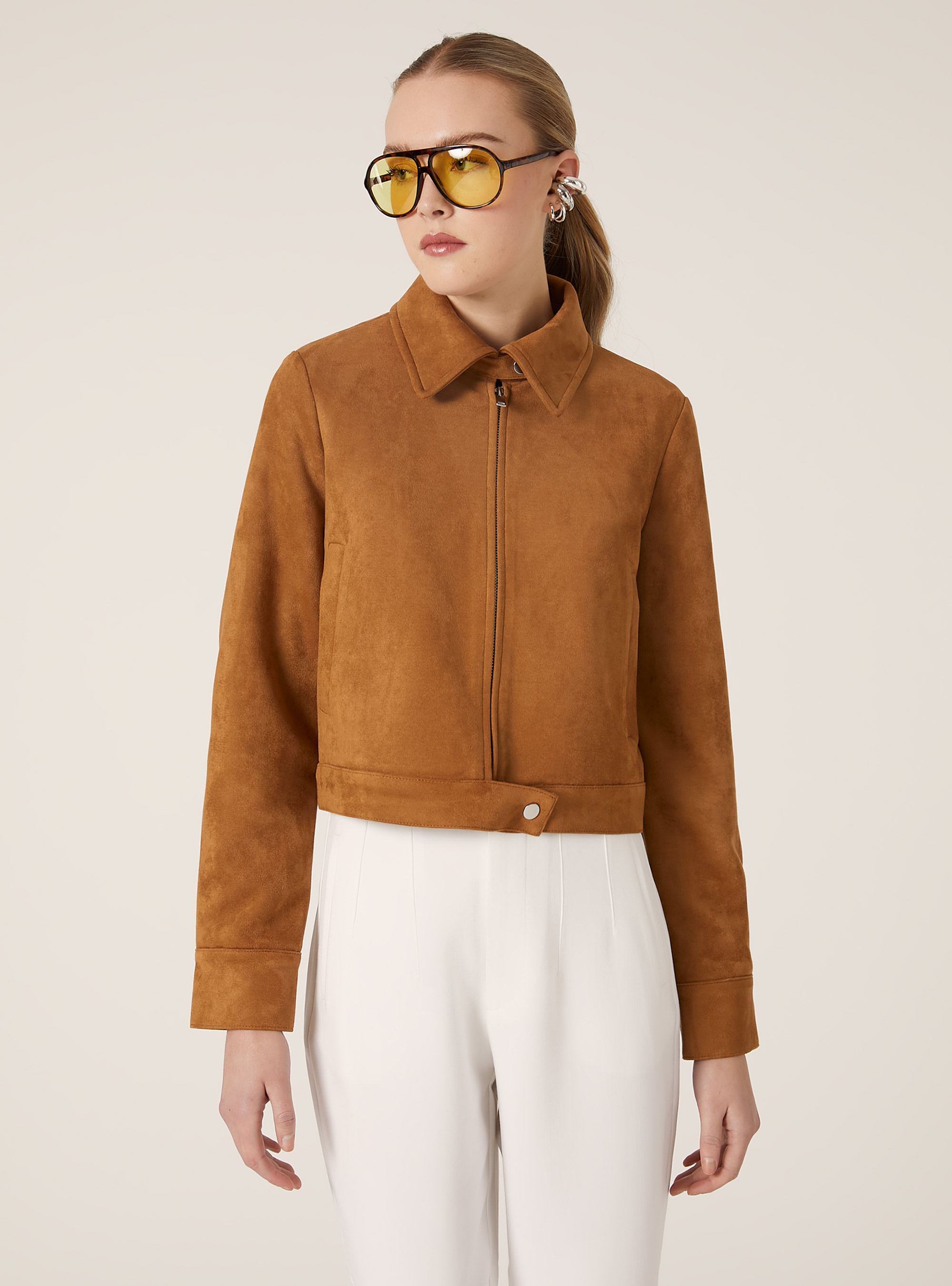 Suede-effect jacket, TB2 TOBACCO MEDIUM