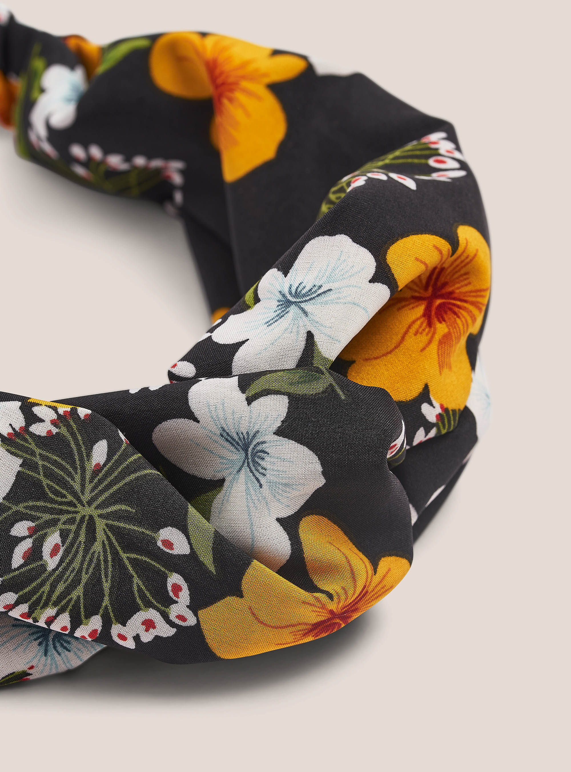Printed headband, FLOWER BLACK