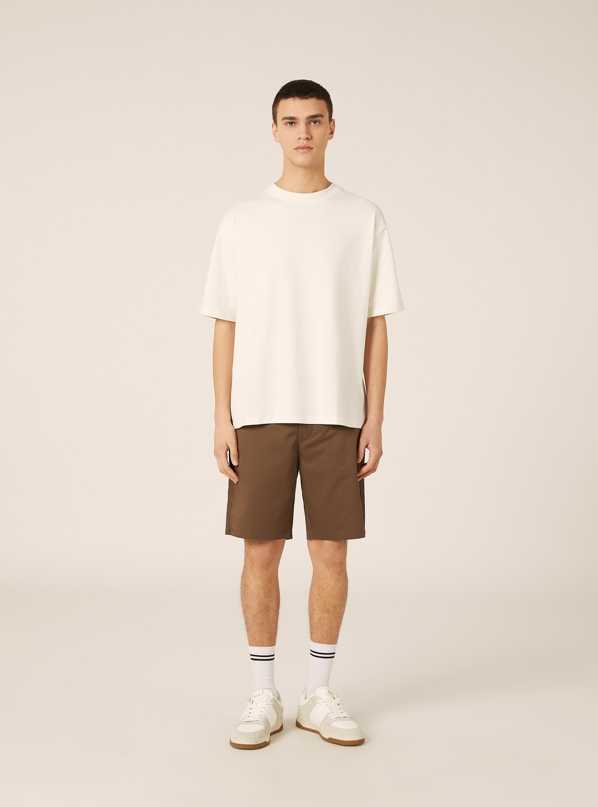 Bermuda in twill in tinta unita, MARRONE SCURO