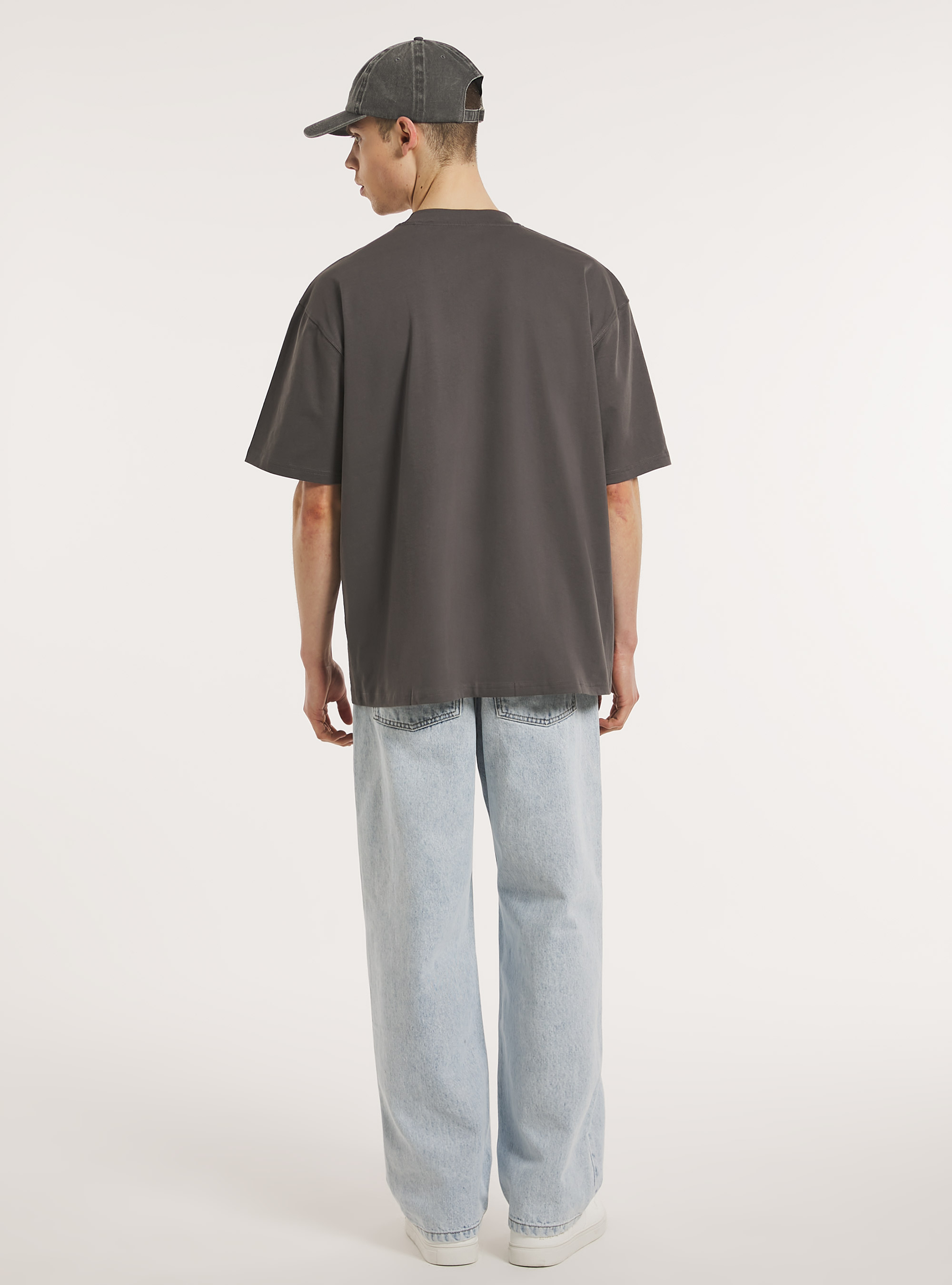 T-shirt en coton à la coupe large, GY2 GREY MEDIUM