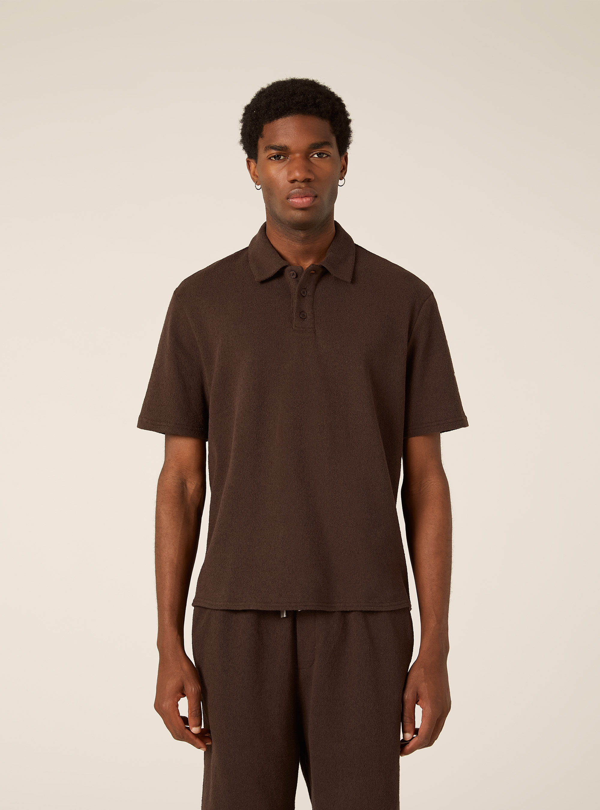 Polo effetto maglia regular fit, BR1 BROWN DARK