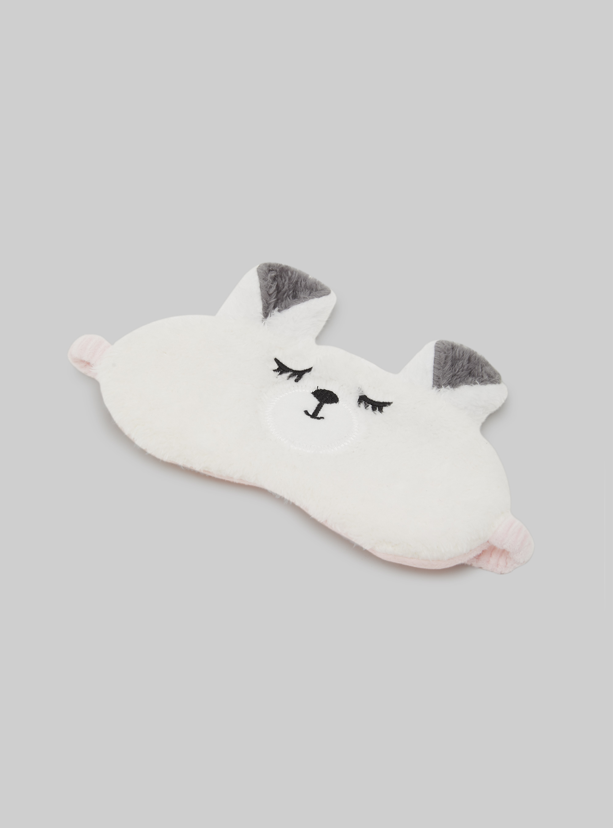 Plush slippers with night mask, WH2 WHITE
