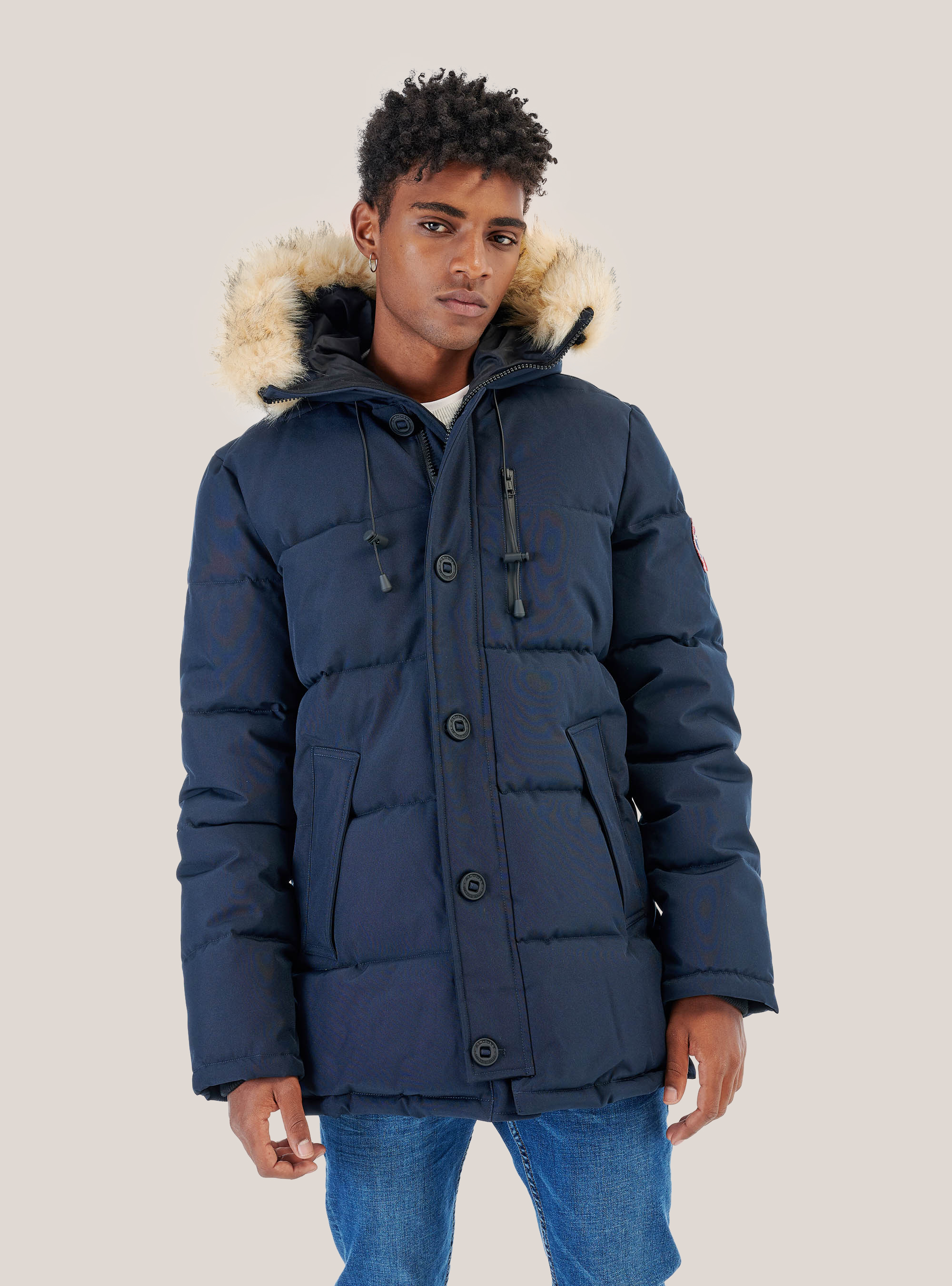 Lange, gepolsterte Weste, C2271  BLUE NAVY