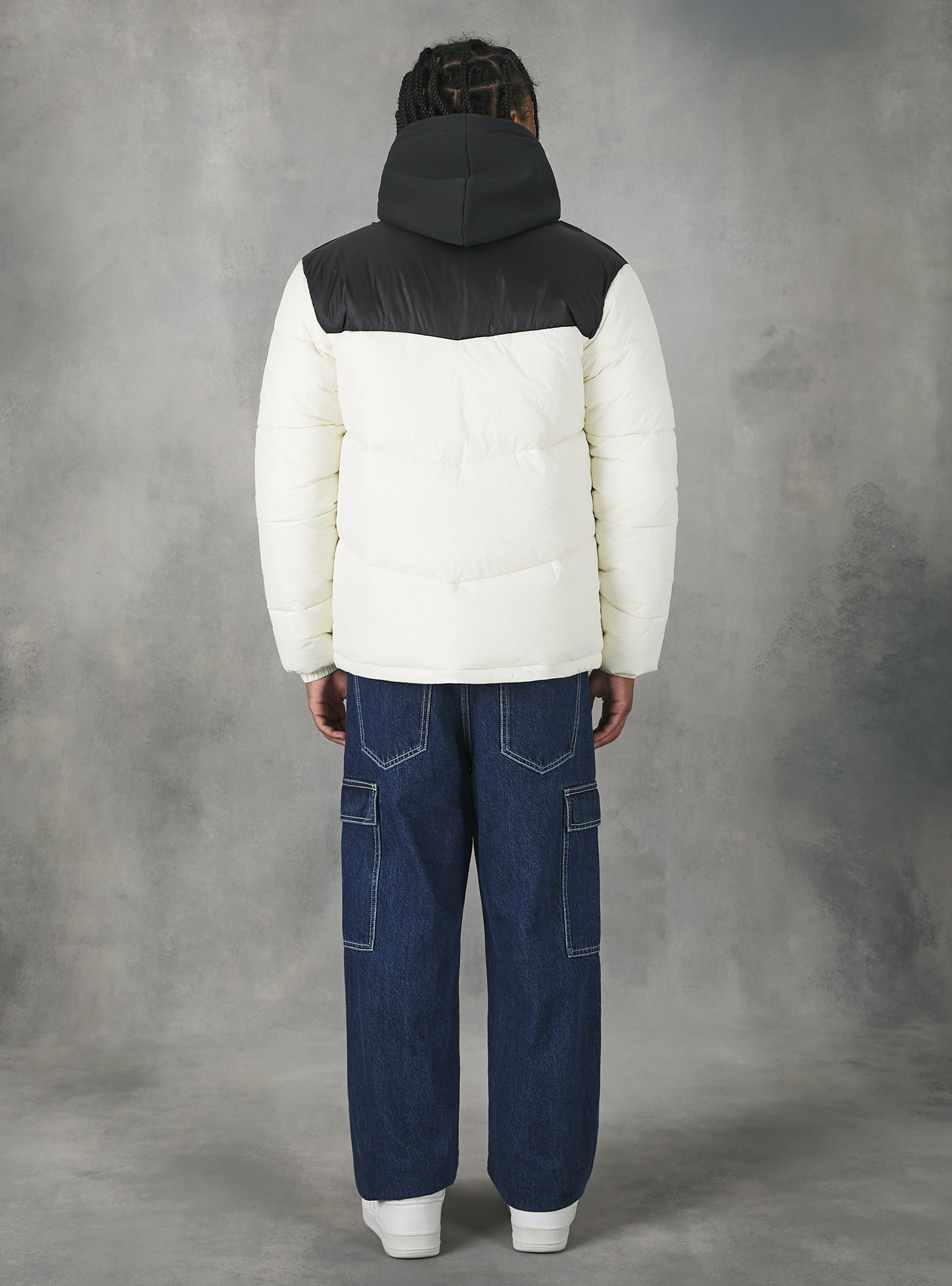 Colour block jacket, WH1 OFF WHITE